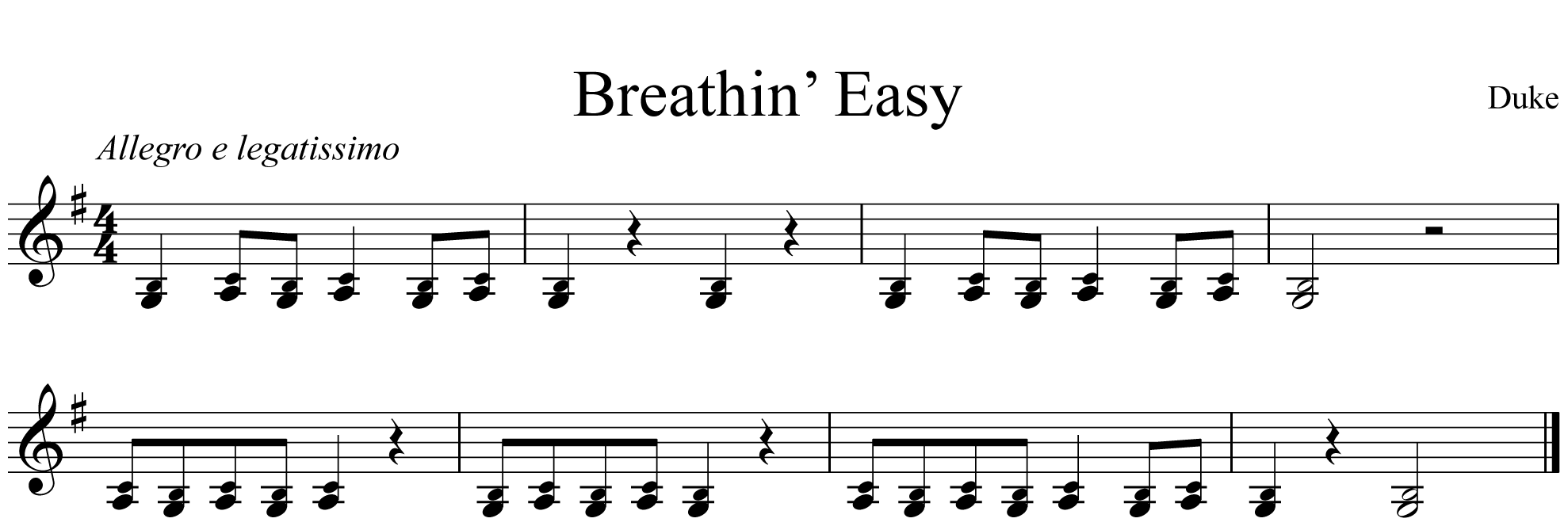Breathin' Easy Clarinet Music Notation