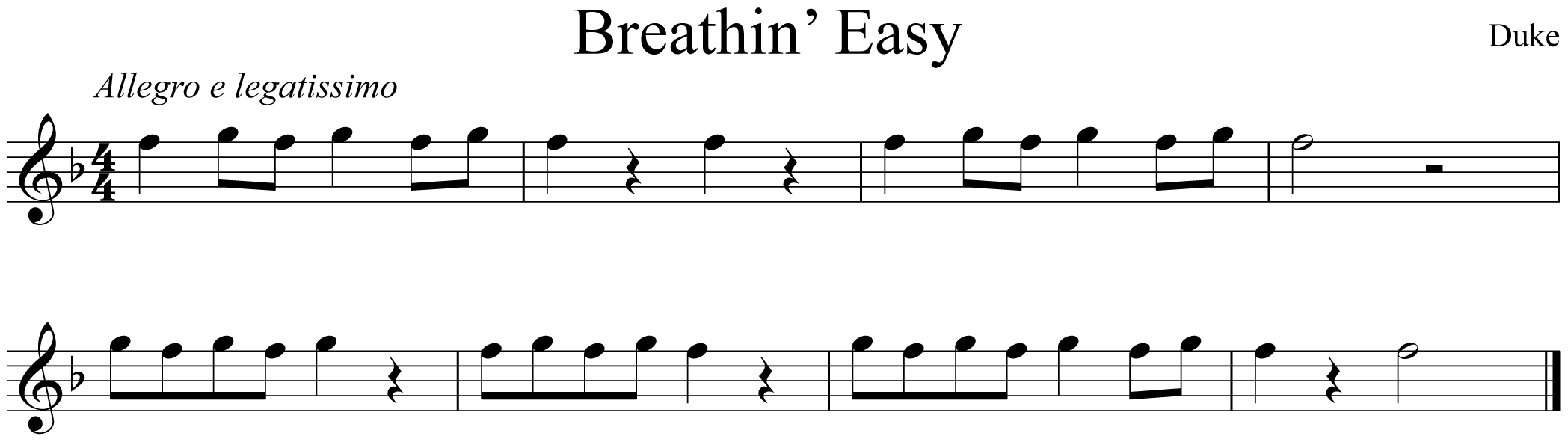 Breathin' Easy Flute Music Notation