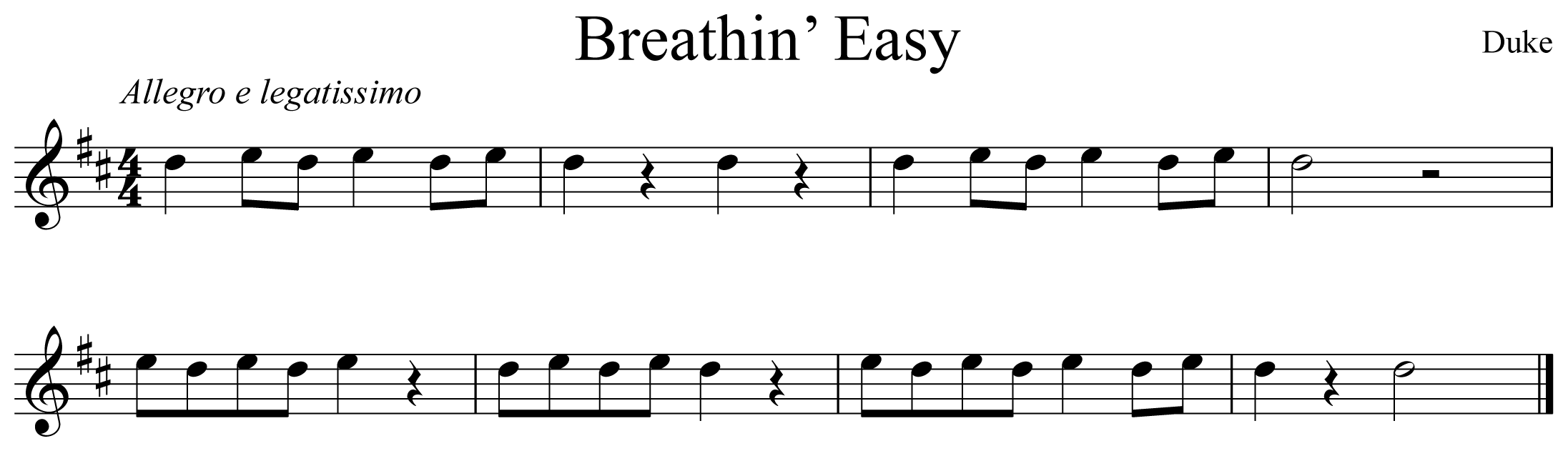 Breathin' Easy Saxophone Music Notation
