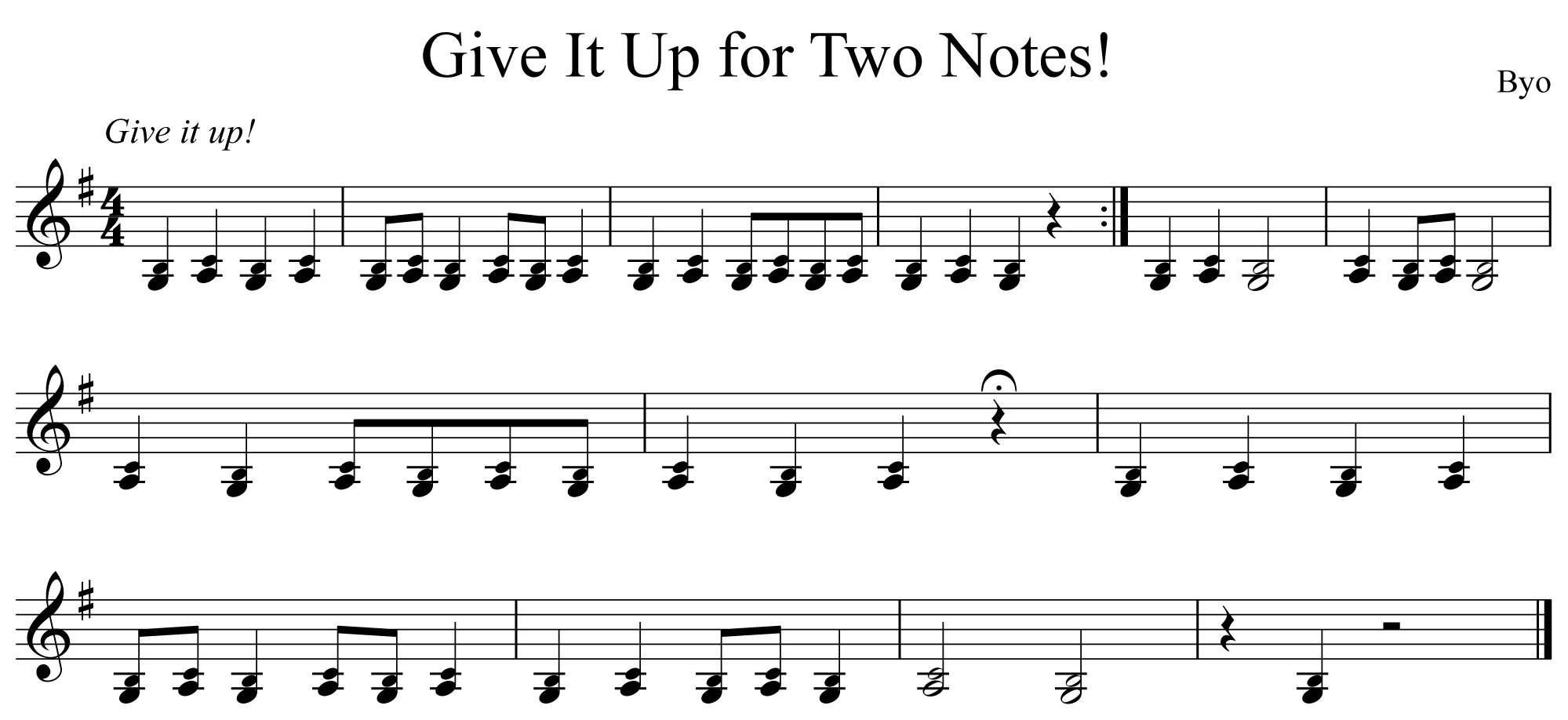 Give it Up for Two Notes Music Notation Clarinet