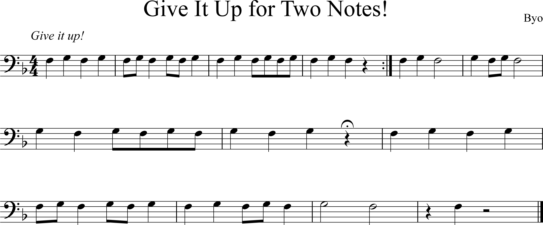 Give it Up for Two Notes Music Notation Euphonium