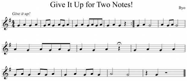 Give it Up for Two Notes Music Notation Trumpet