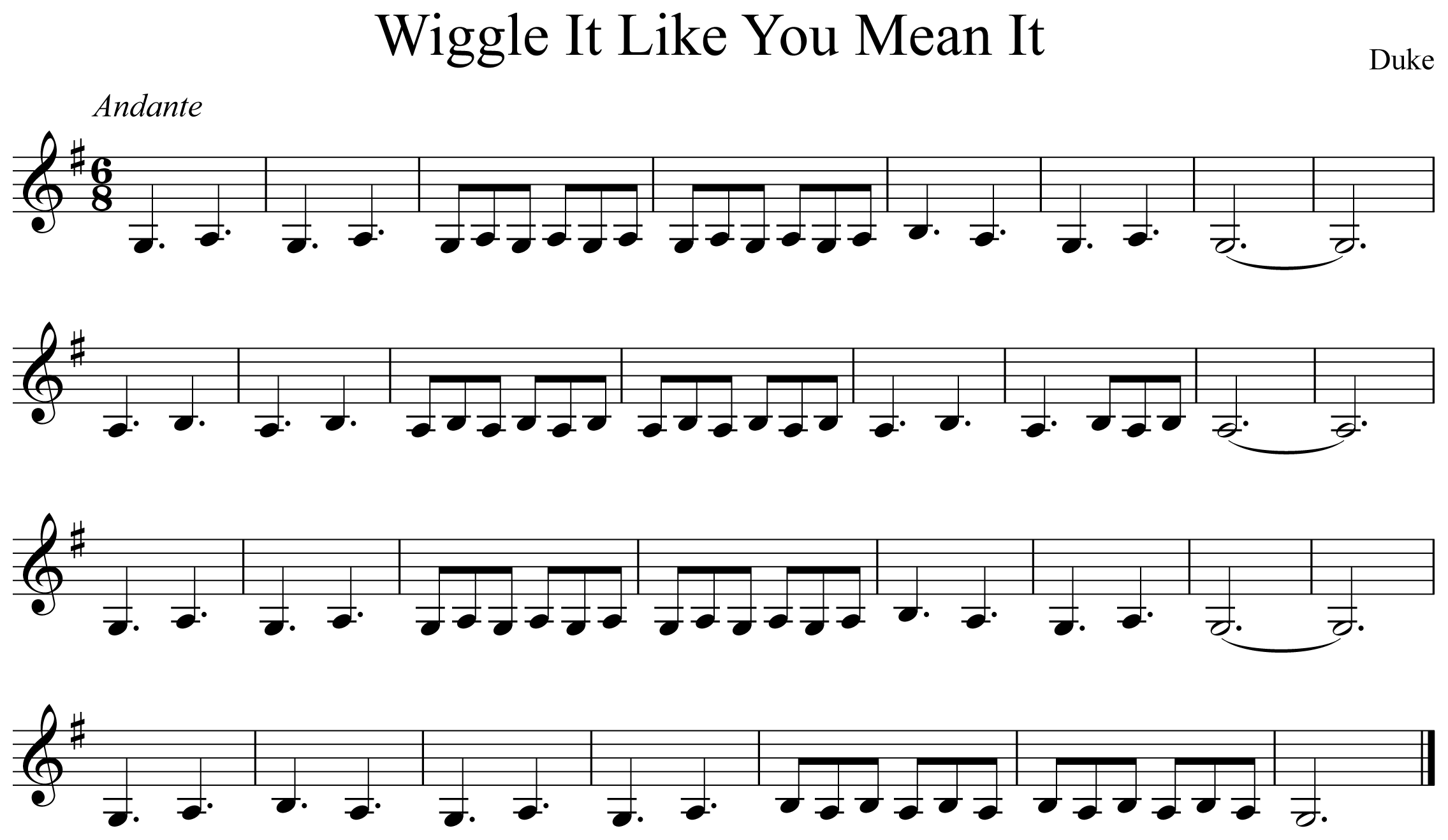 Wiggle Like You Mean It Music Notation Clarinet