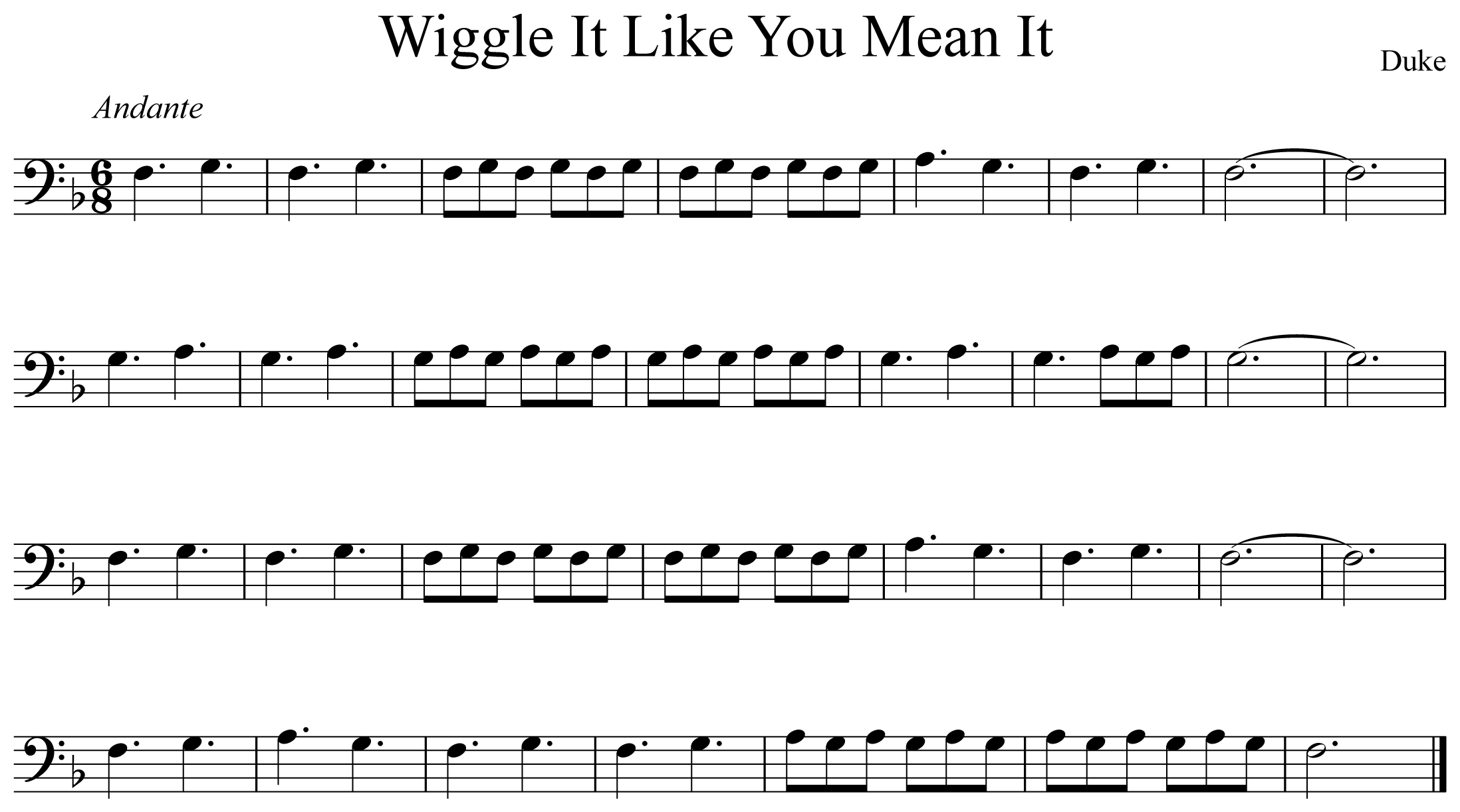 Wiggle Like You Mean It Music Notation Euphonium