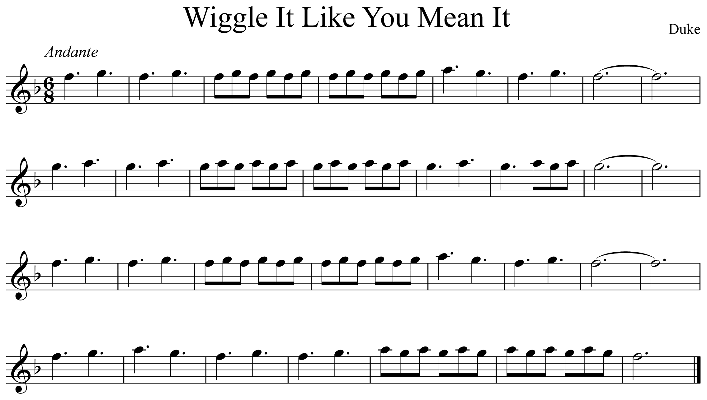 Wiggle Like You Mean It Music Notation Flute