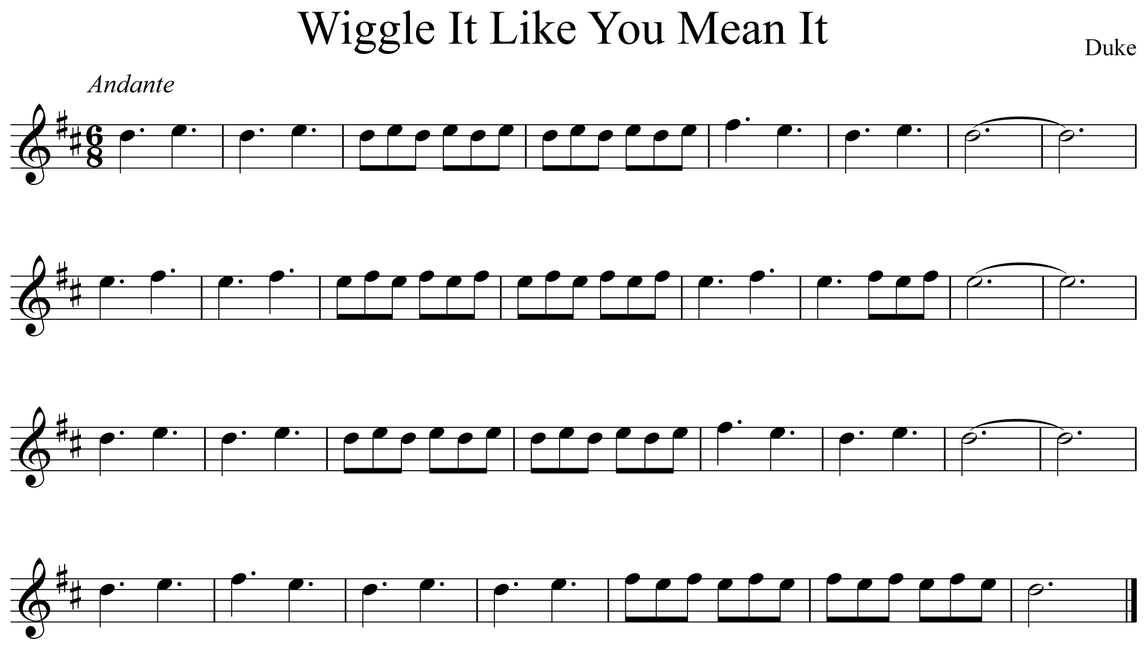 Wiggle Like You Mean It Music Notation Saxophone