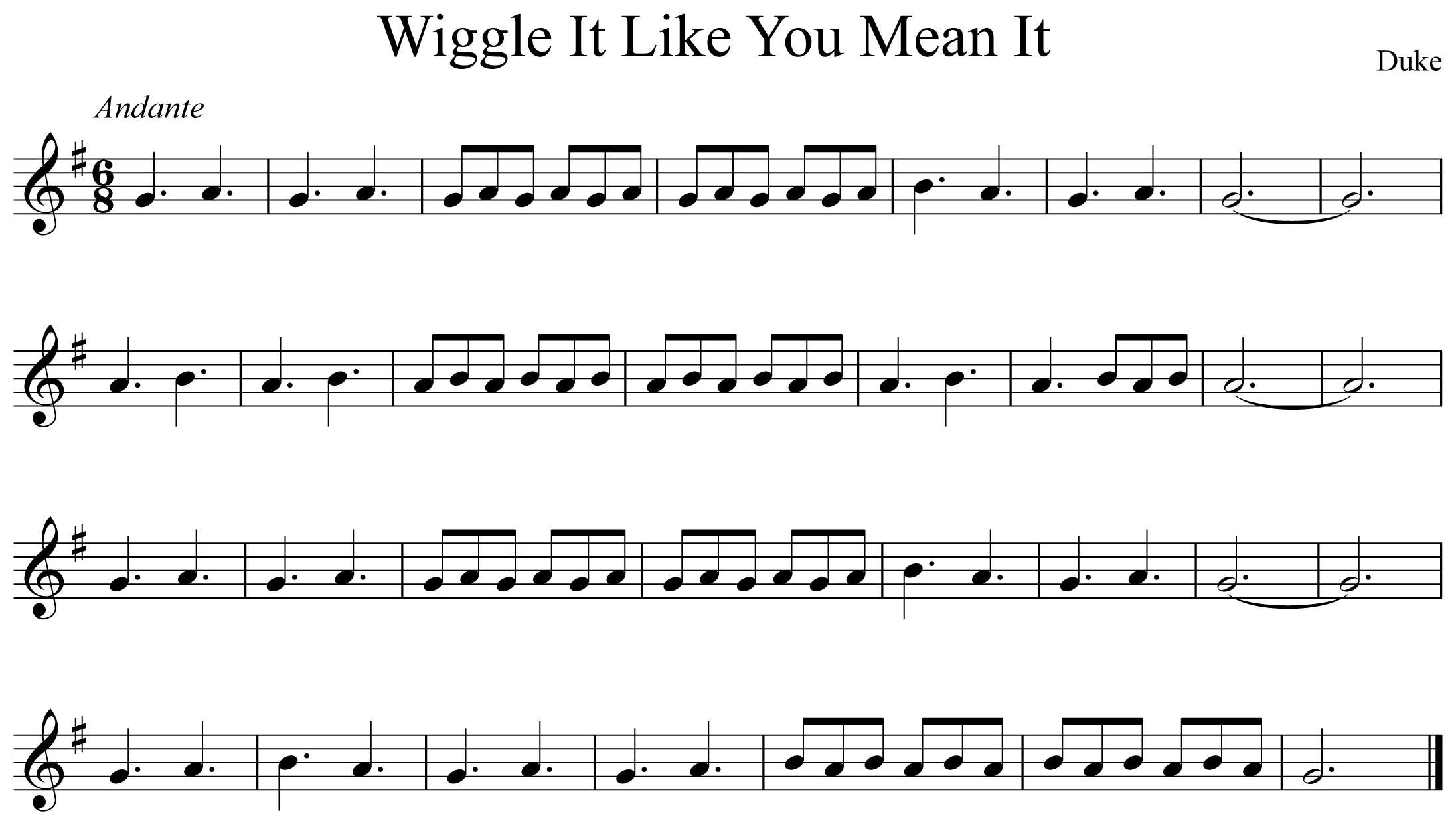 Wiggle Like You Mean It Music Notation Trumpet