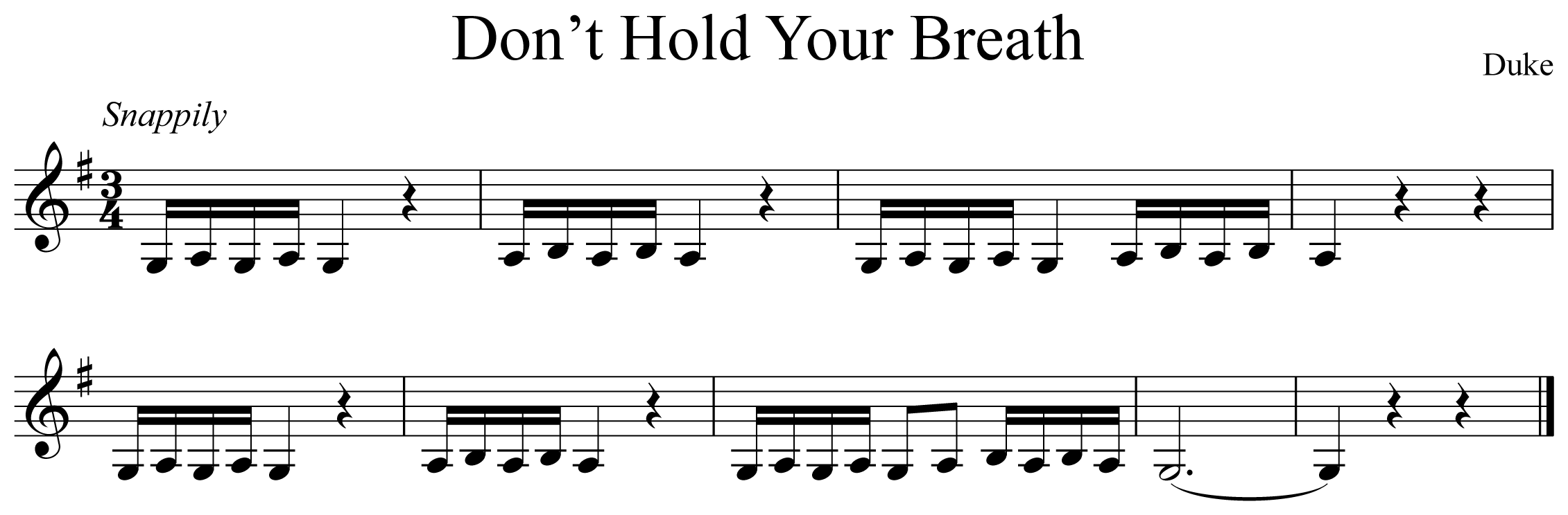 Don't Hold Your Breath Music Notation Clarinet