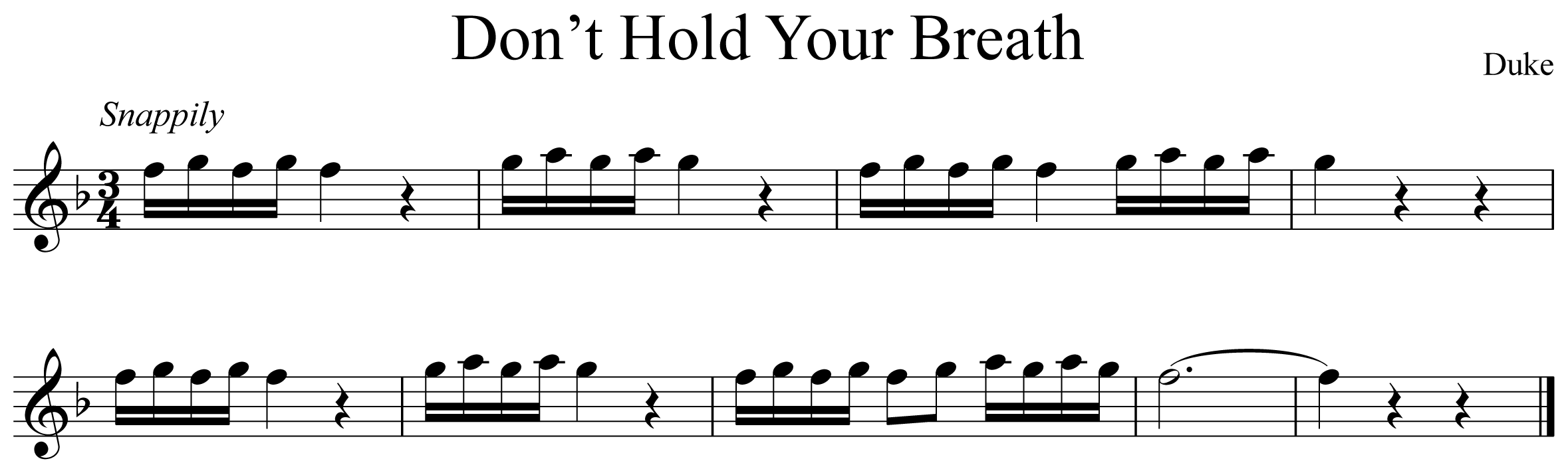 Don't Hold Your Breath Music Notation Flute