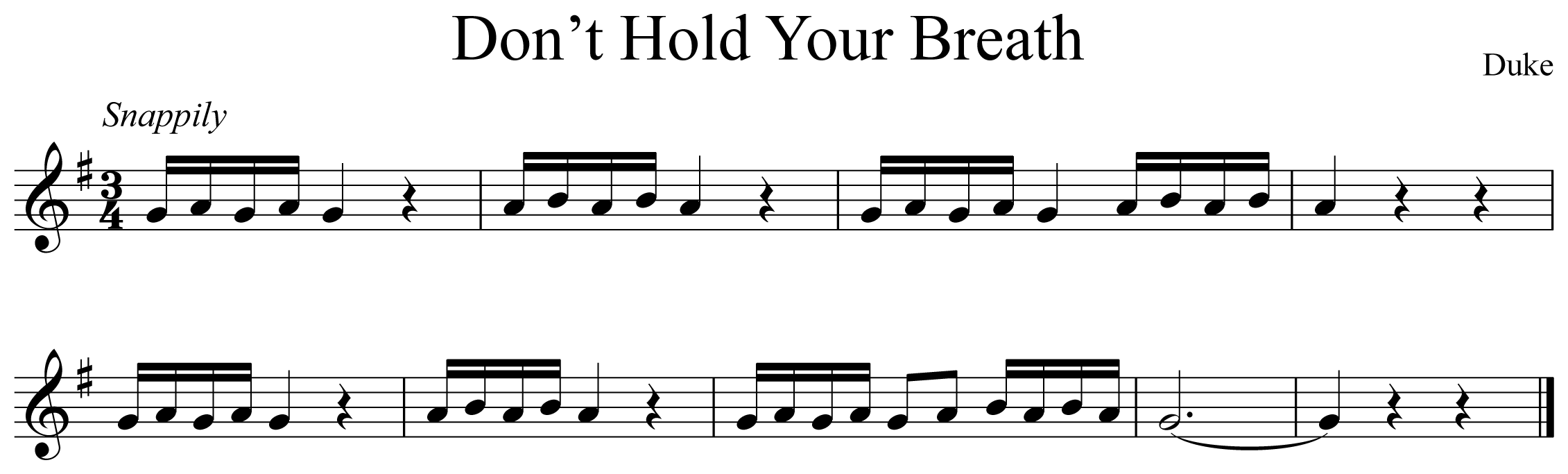 Don't Hold Your Breath Music Notation Trumpet