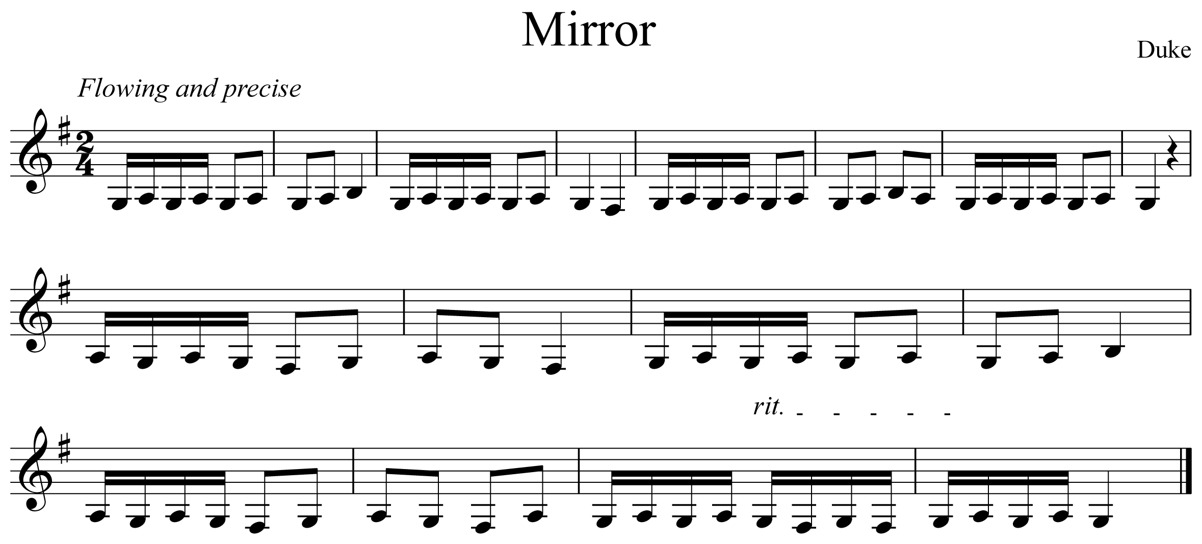 Mirror Music Notation Clarinet