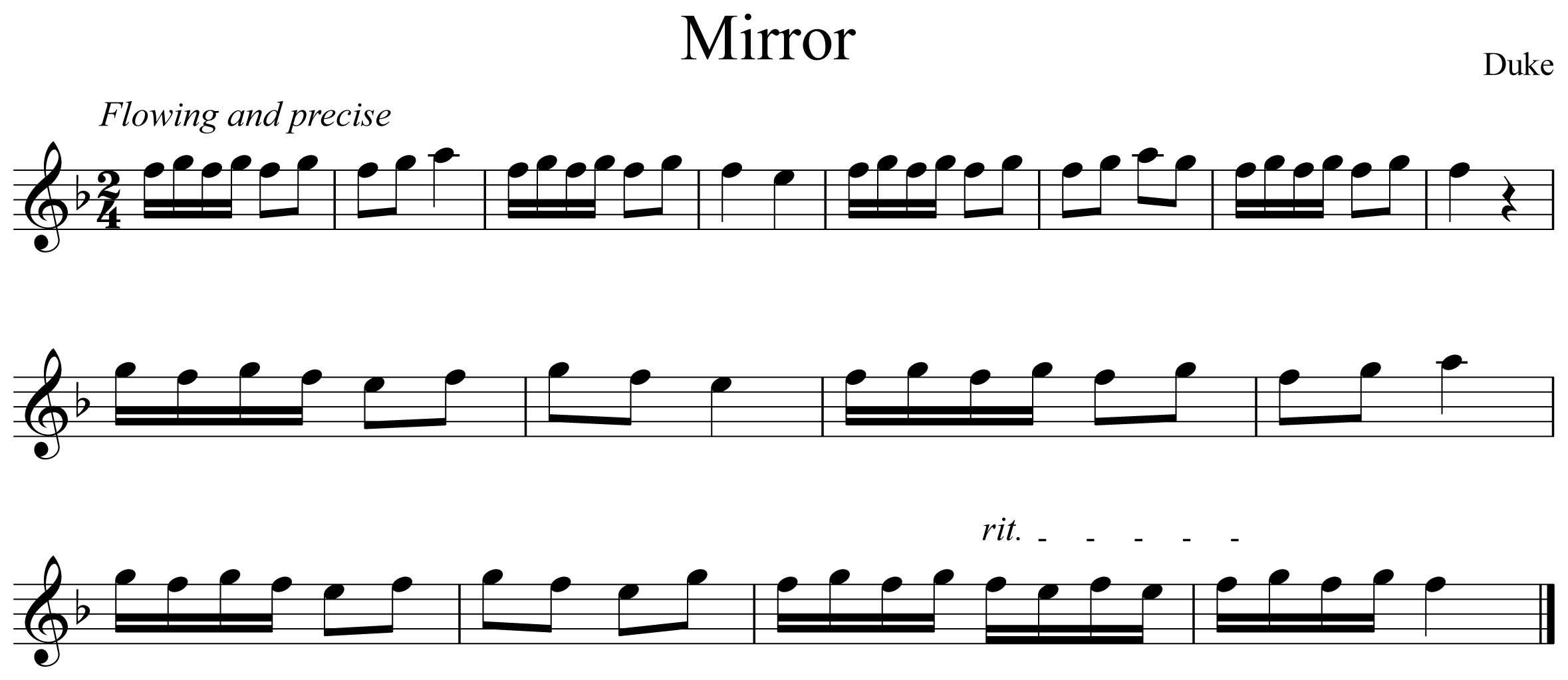 Mirror Music Notation Flute