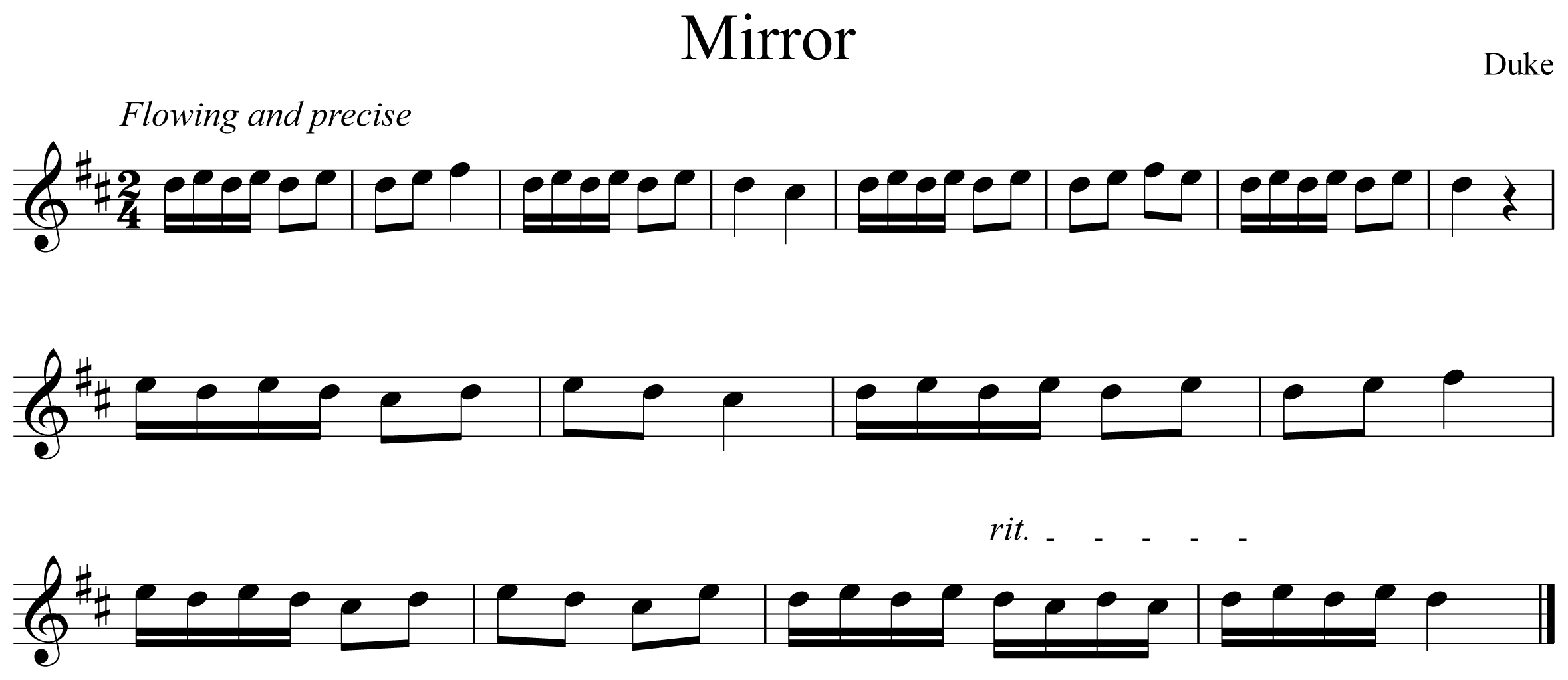 Mirror Music Notation Saxophone