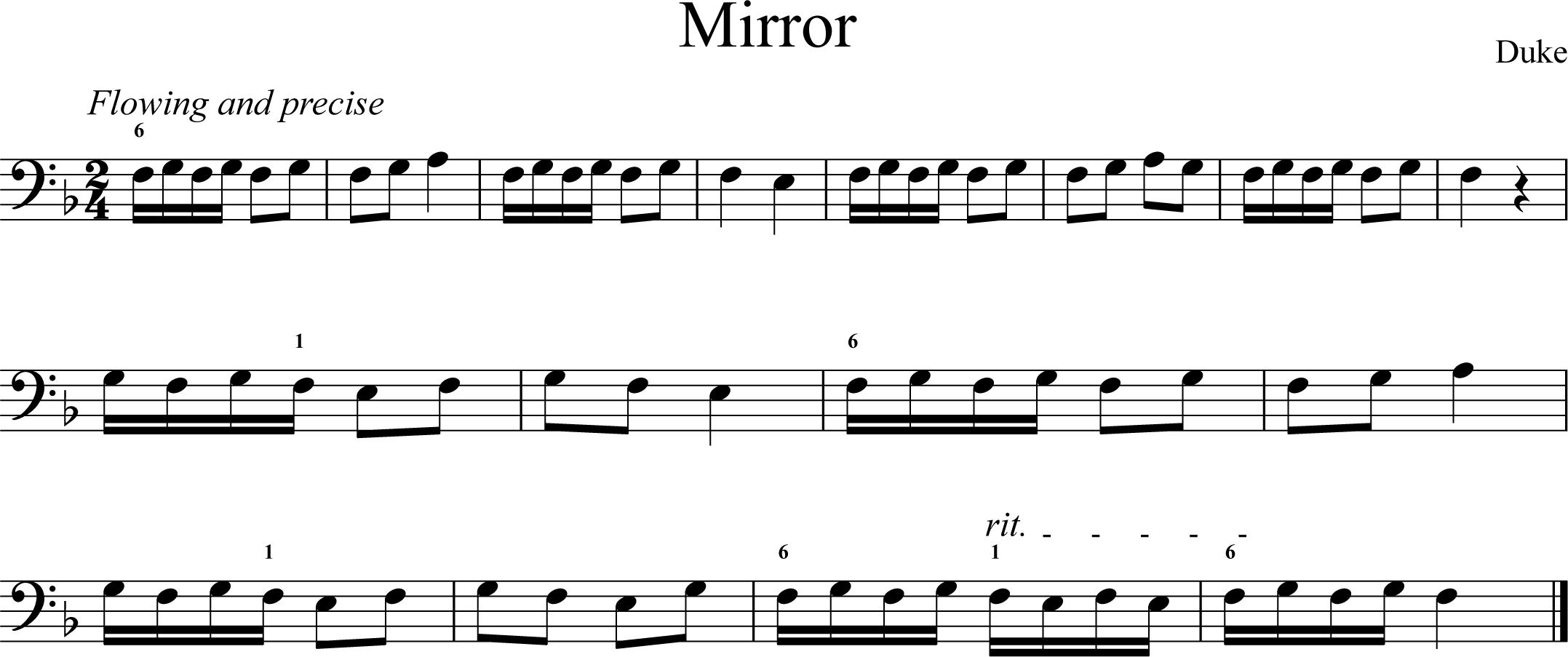 Mirror Music Notation Trombone