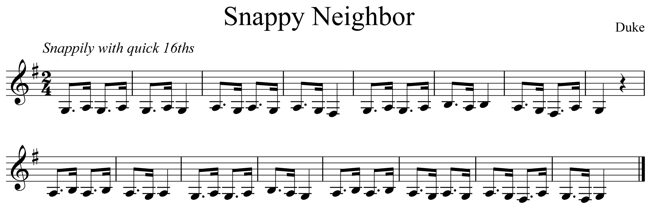 Snappy Neighbor Music Notation Clarinet