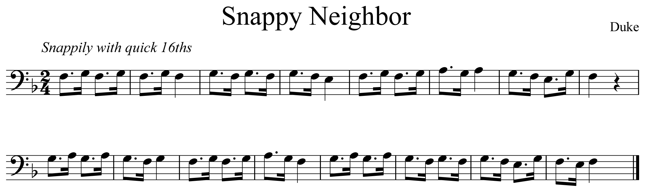 Snappy Neighbor Music Notation Euphonium