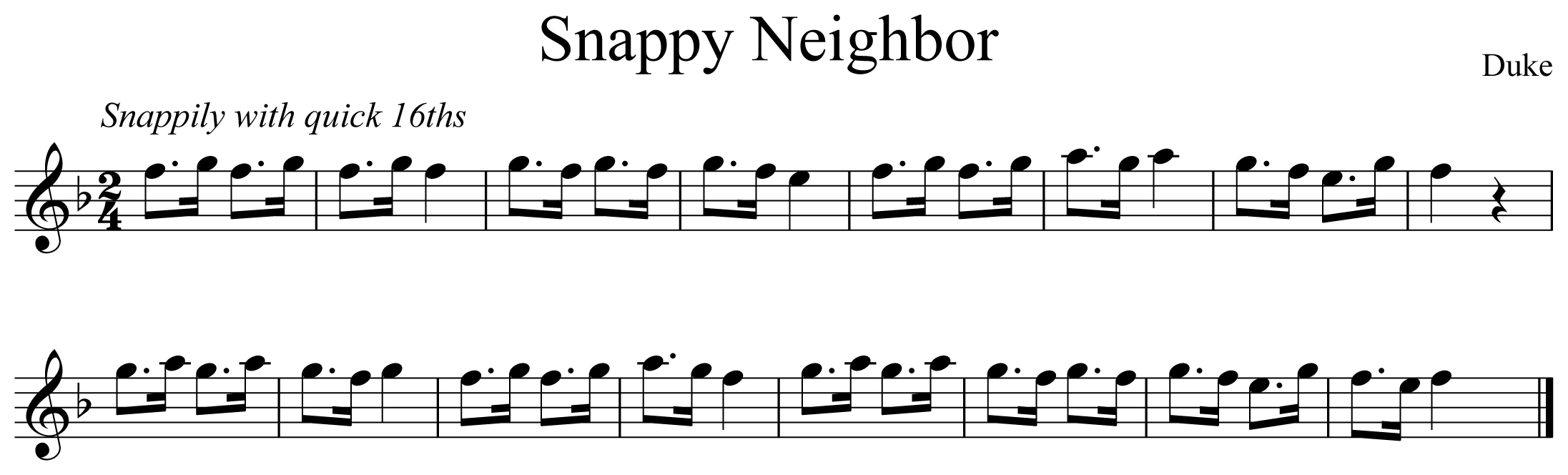 Snappy Neighbor Music Notation 