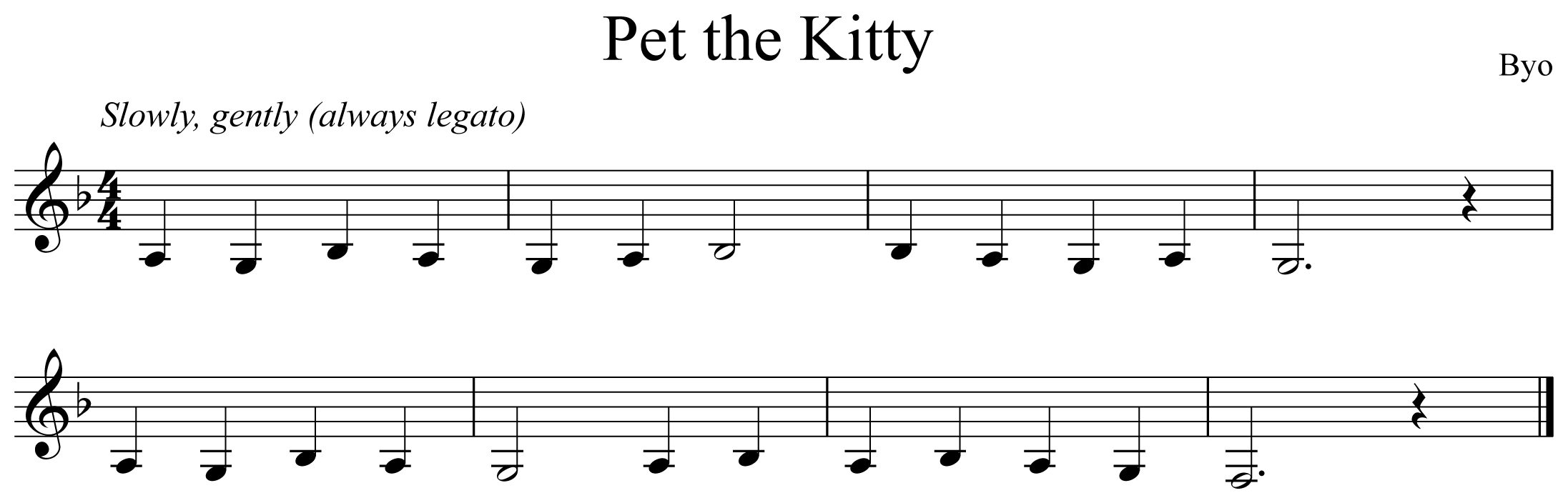 Pet the Kitty Music Notation Clarinet