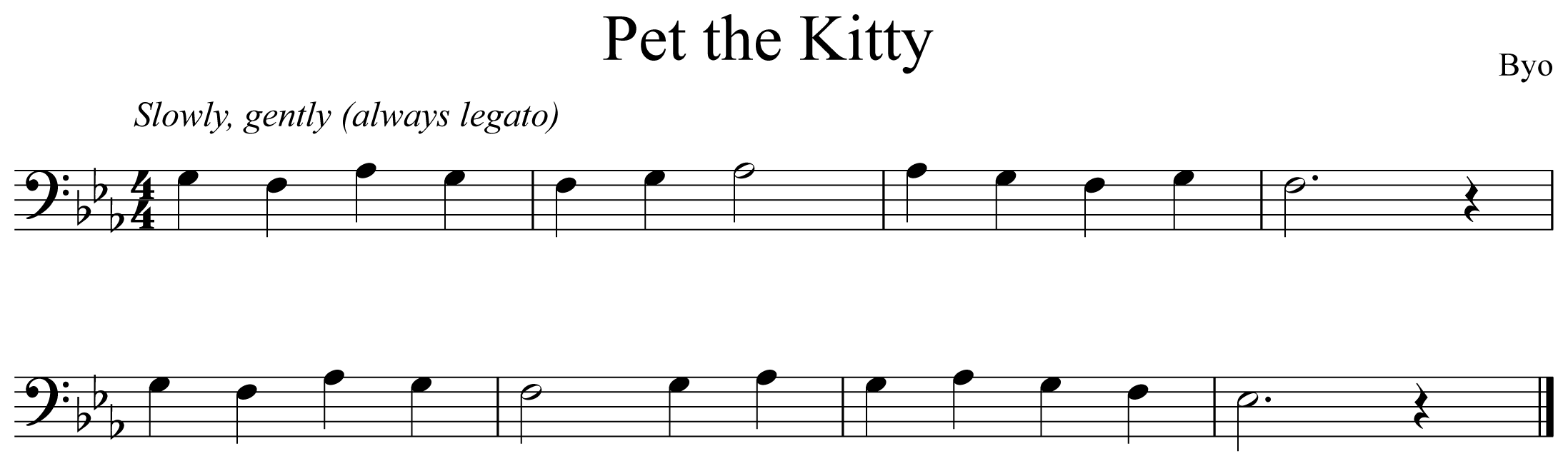 Pet the Kitty Music Notation Euphonium