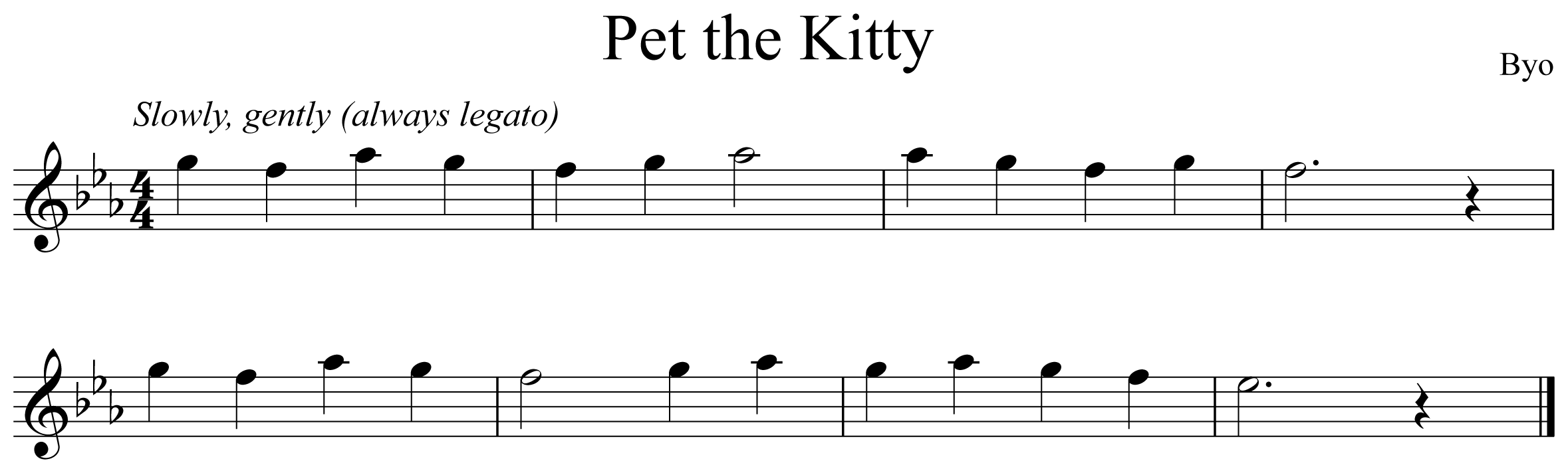 Pet the Kitty Music Notation Flute