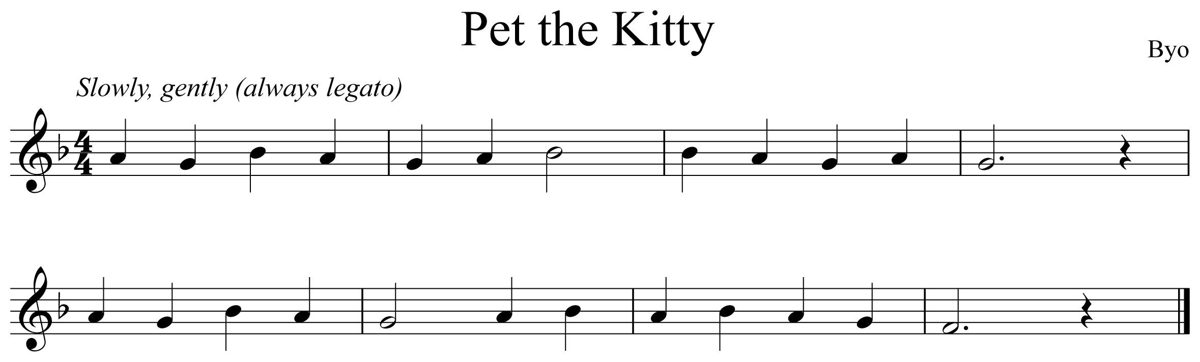 Pet the Kitty Music Notation Trumpet