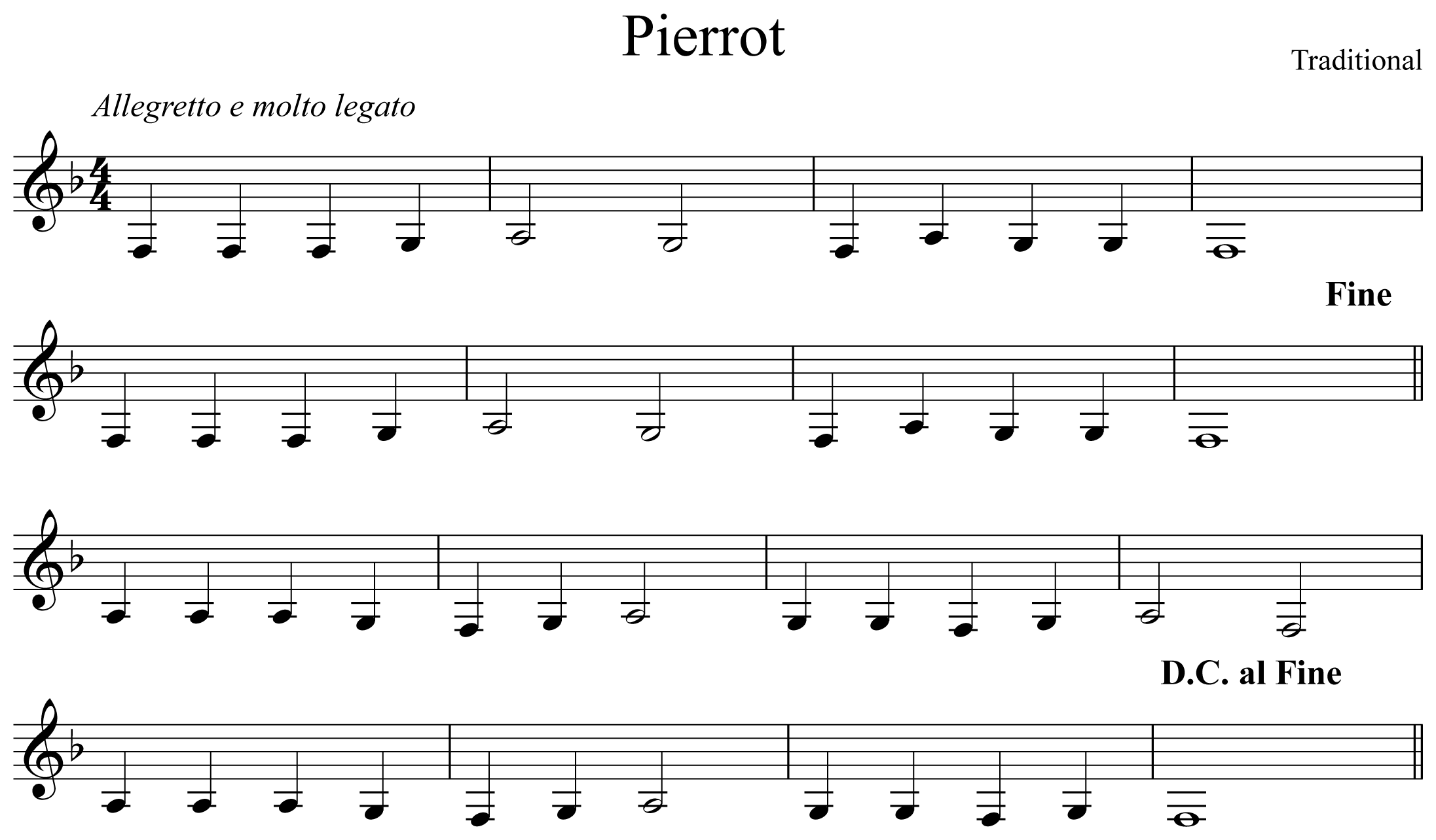 Pierrot Music Notation Clarinet