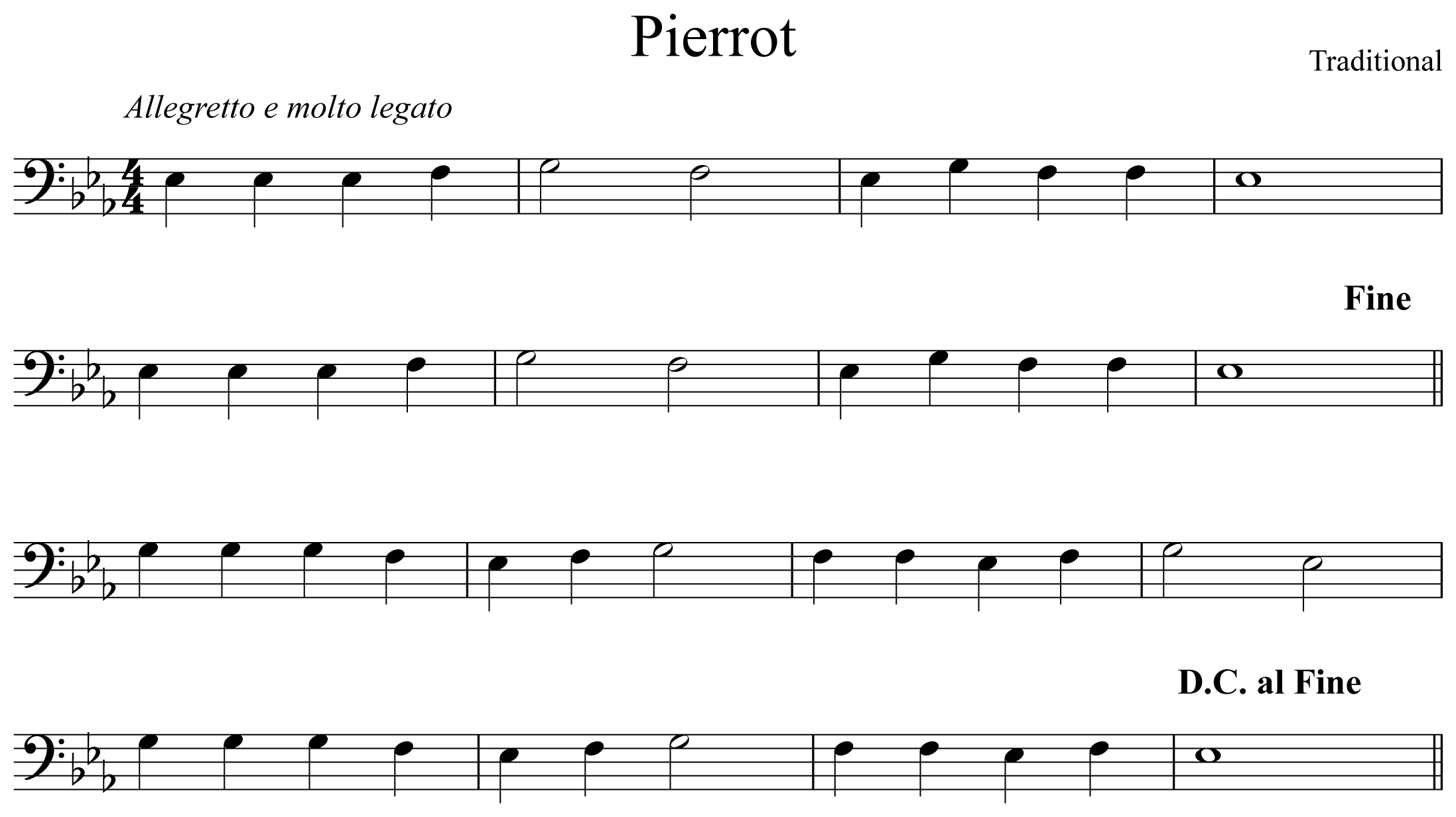 Pierrot Music Notation Euphonium