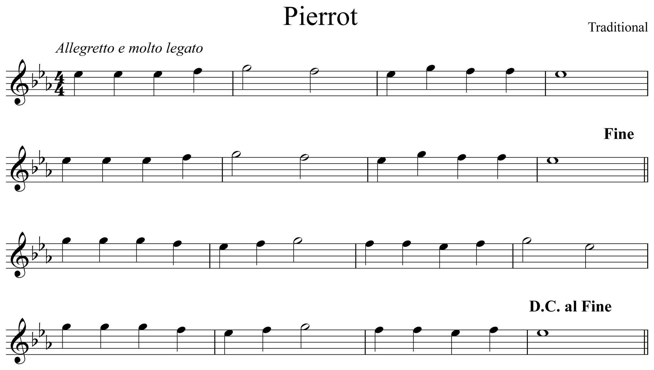 Pierrot Music Notation Flute
