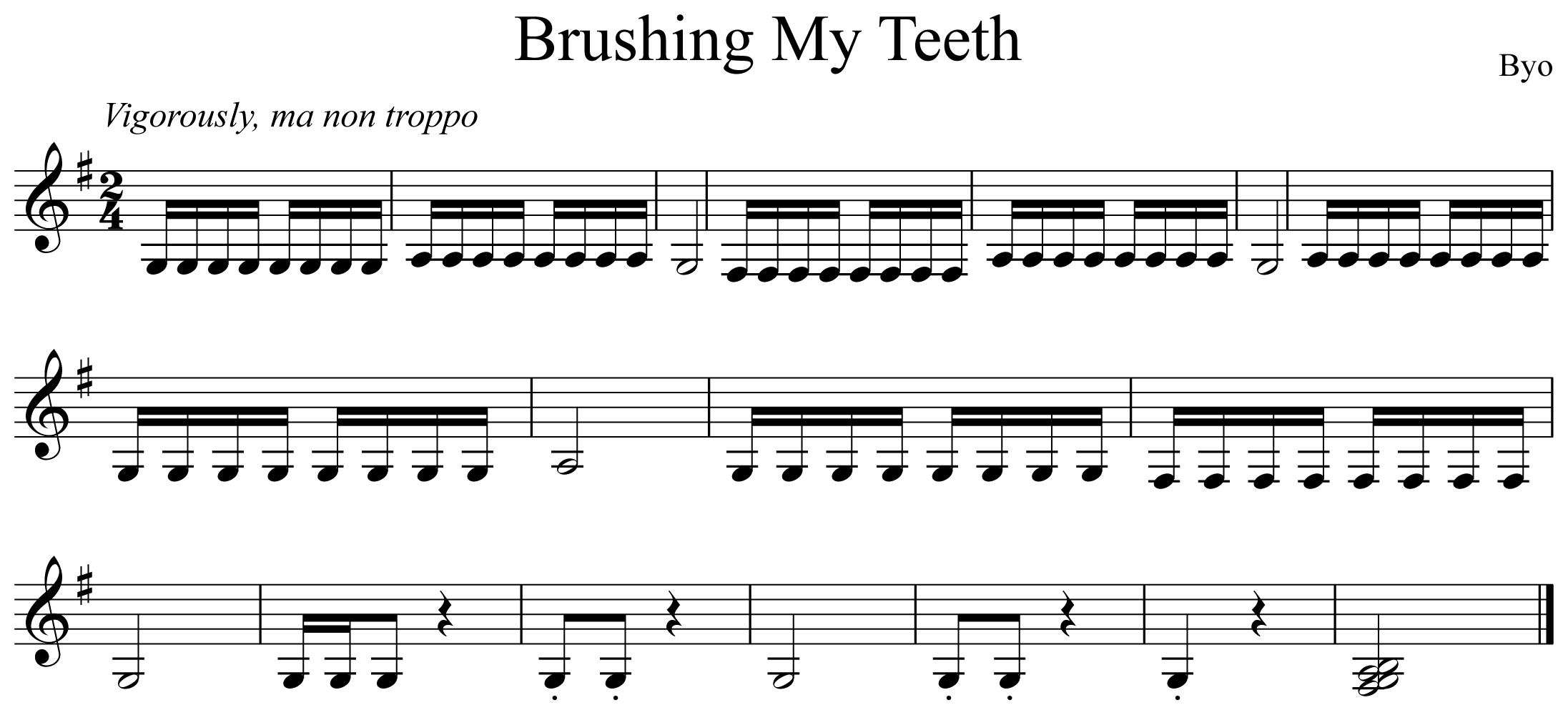 Brushing My Teeth Notation Clarinet