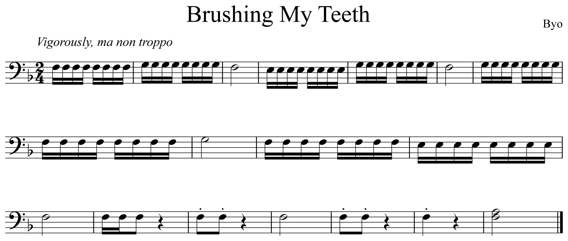 Brushing My Teeth Notation Euphonium