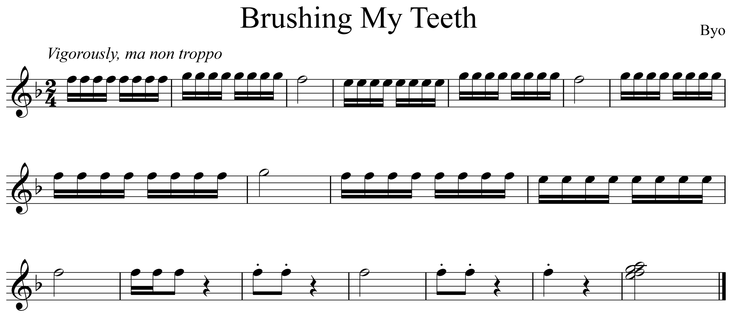 Brushing My Teeth Notation Flute