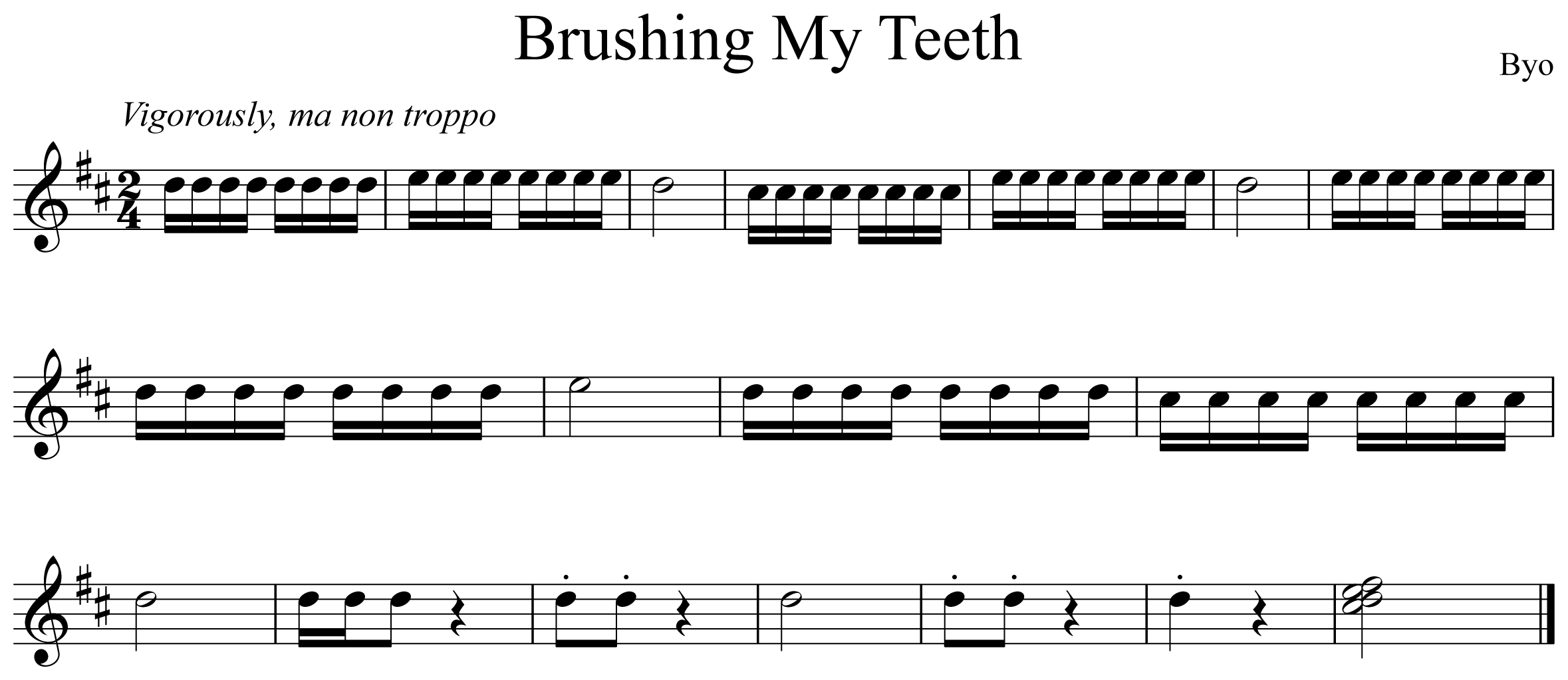 Brushing My Teeth Notation Saxophone