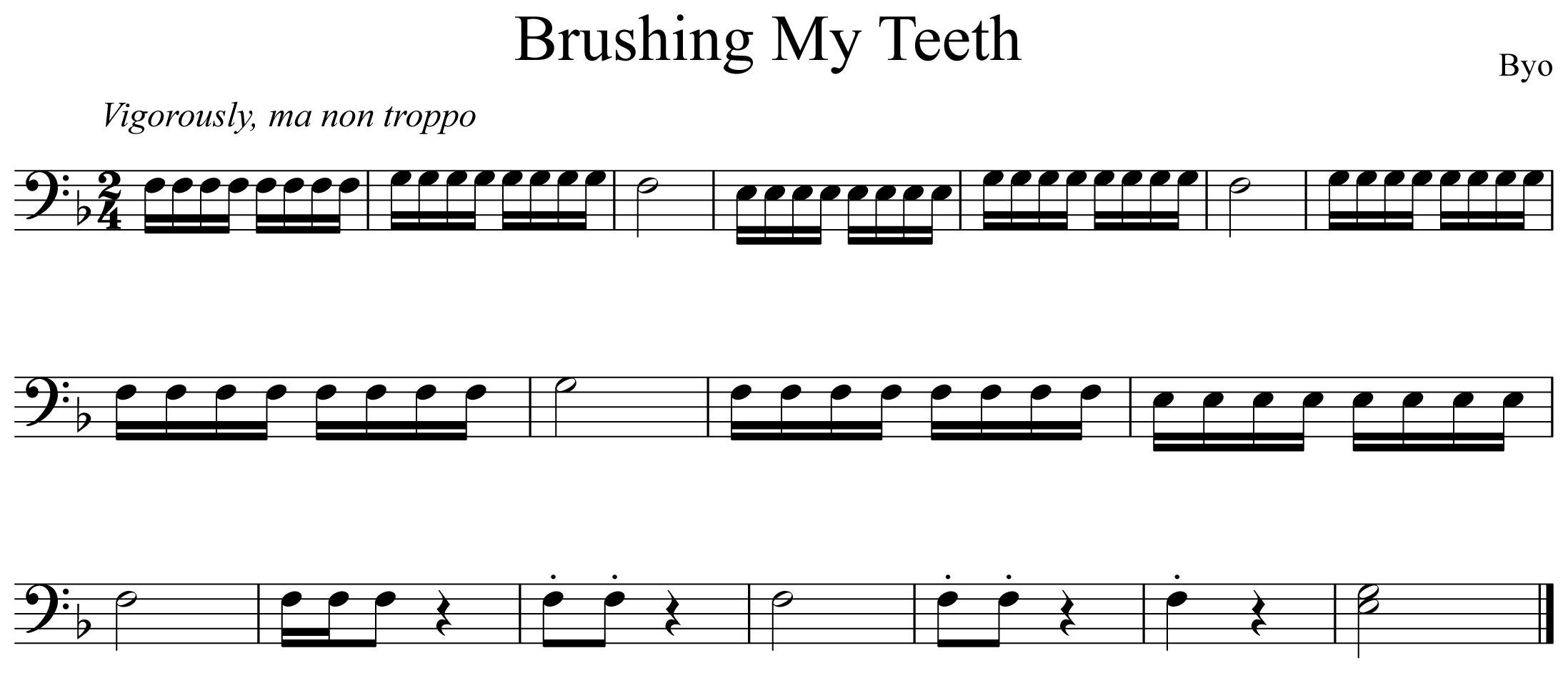 Brushing My Teeth Notation Trombone