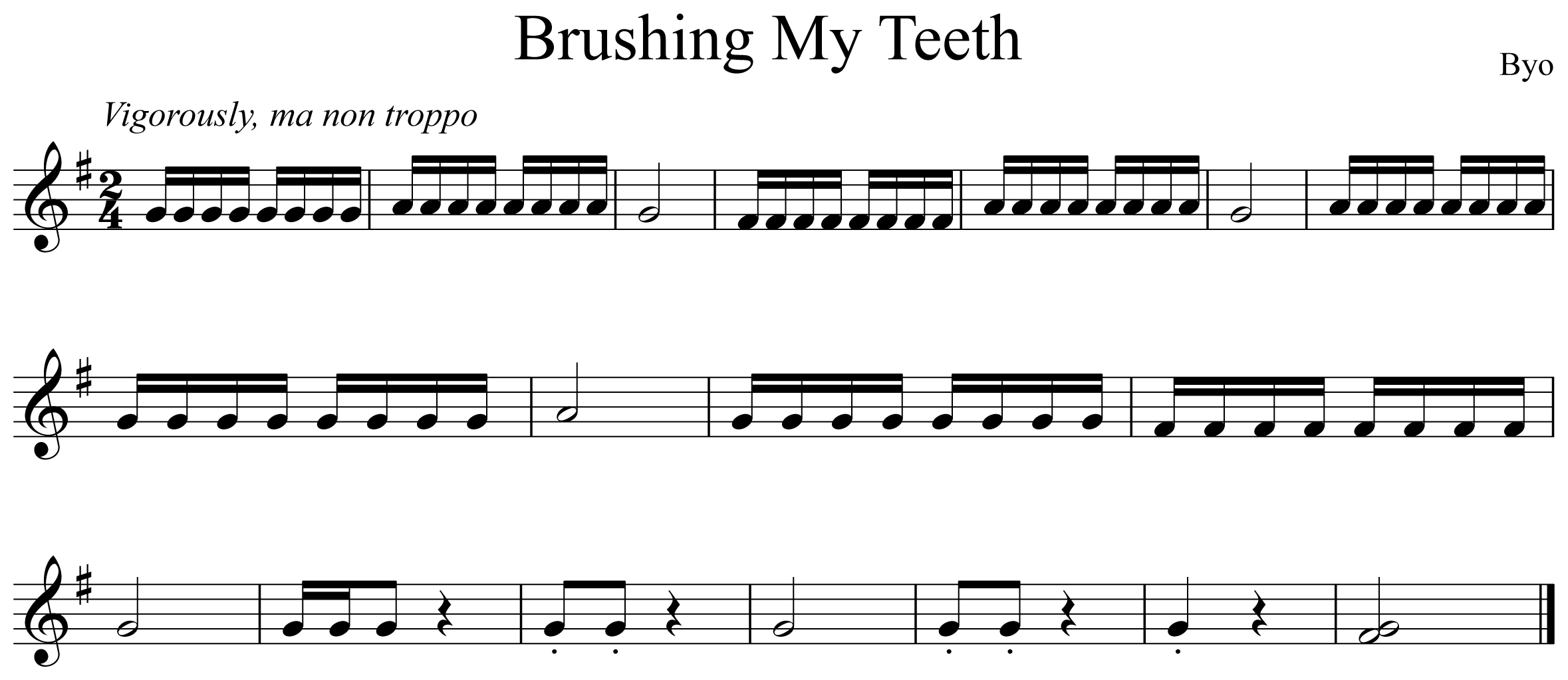 Brushing My Teeth Notation Trumpet