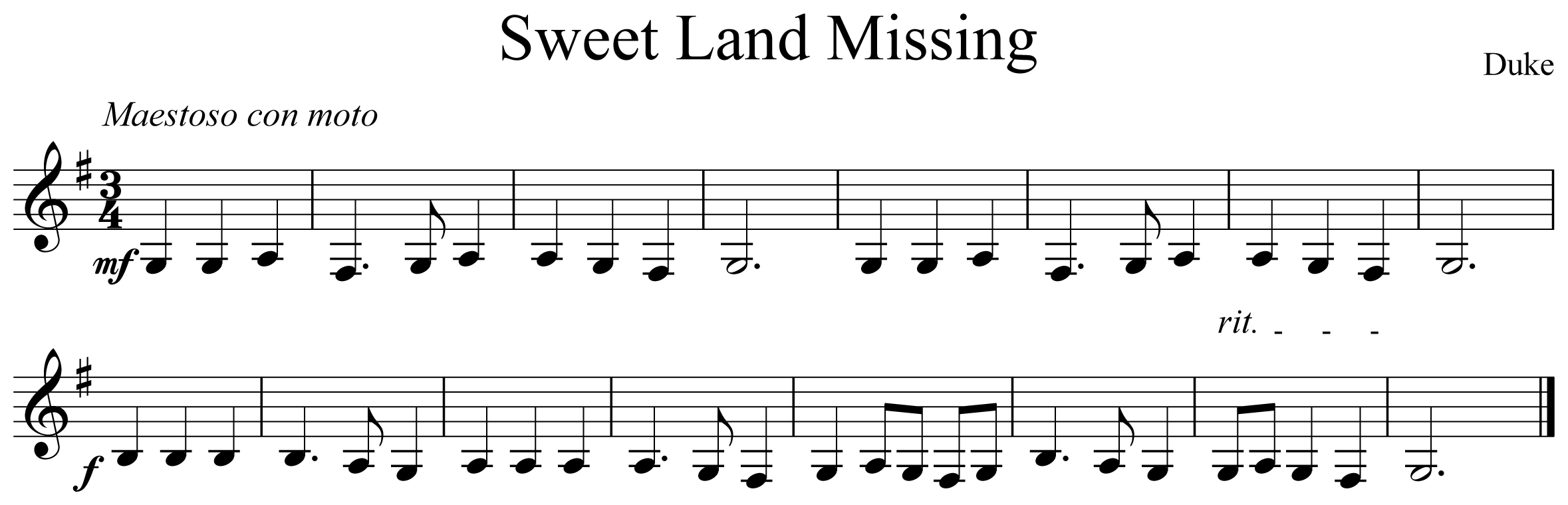 Sweet Land Missing Notation Clarinet