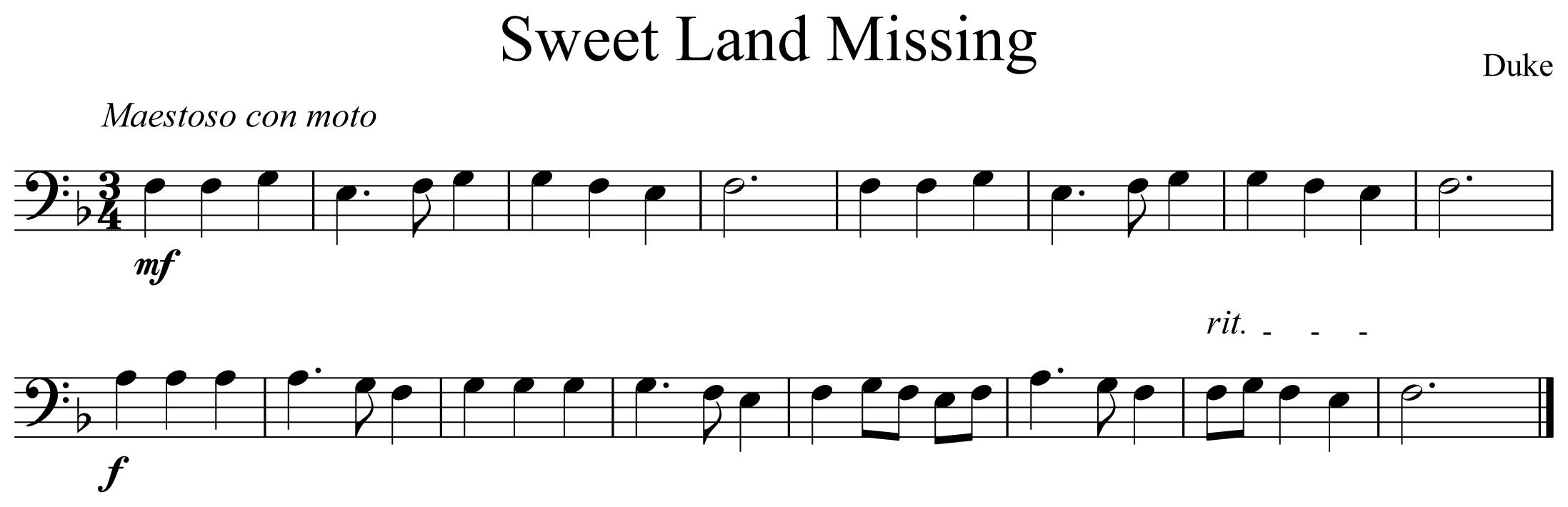 Sweet Land Missing Notation Euphonium