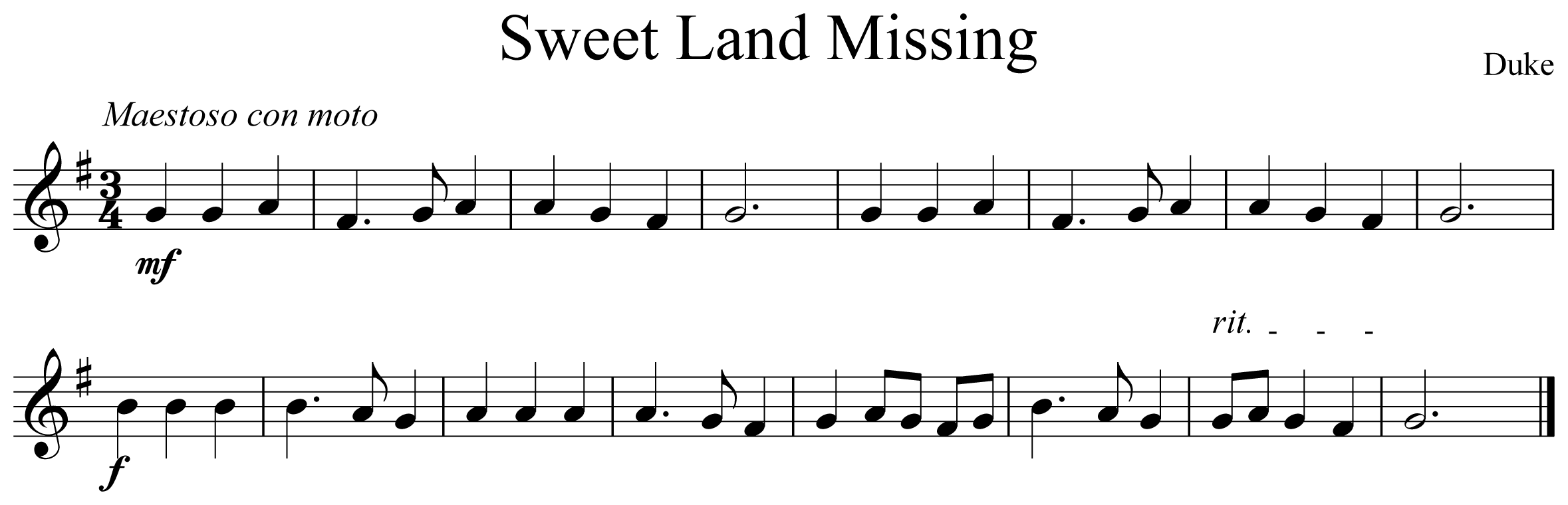 Sweet Land Missing Notation Trumpet