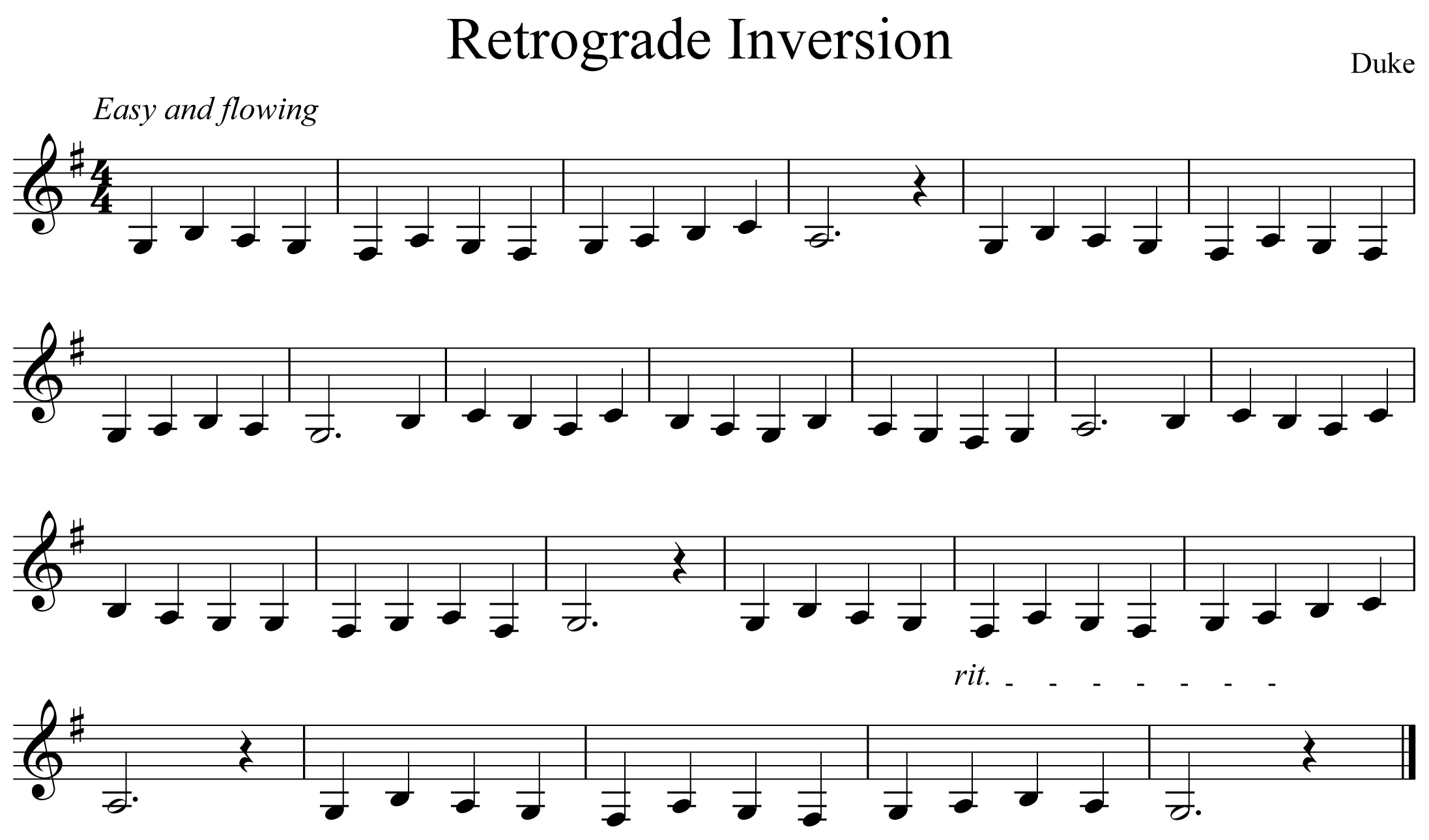 Retrograde Inversion Notation Clarinet