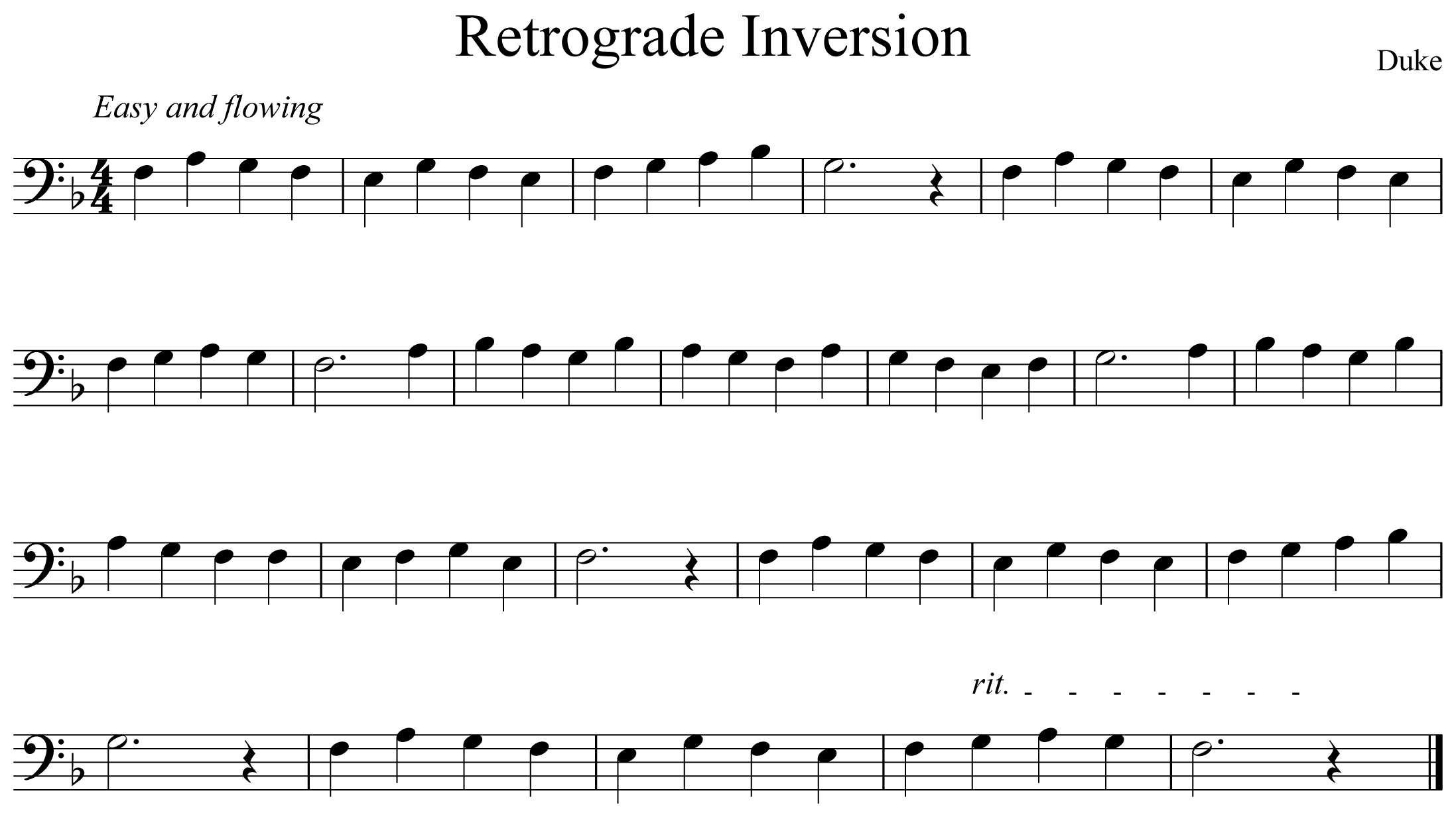Retrograde Inversion Notation Euphonium