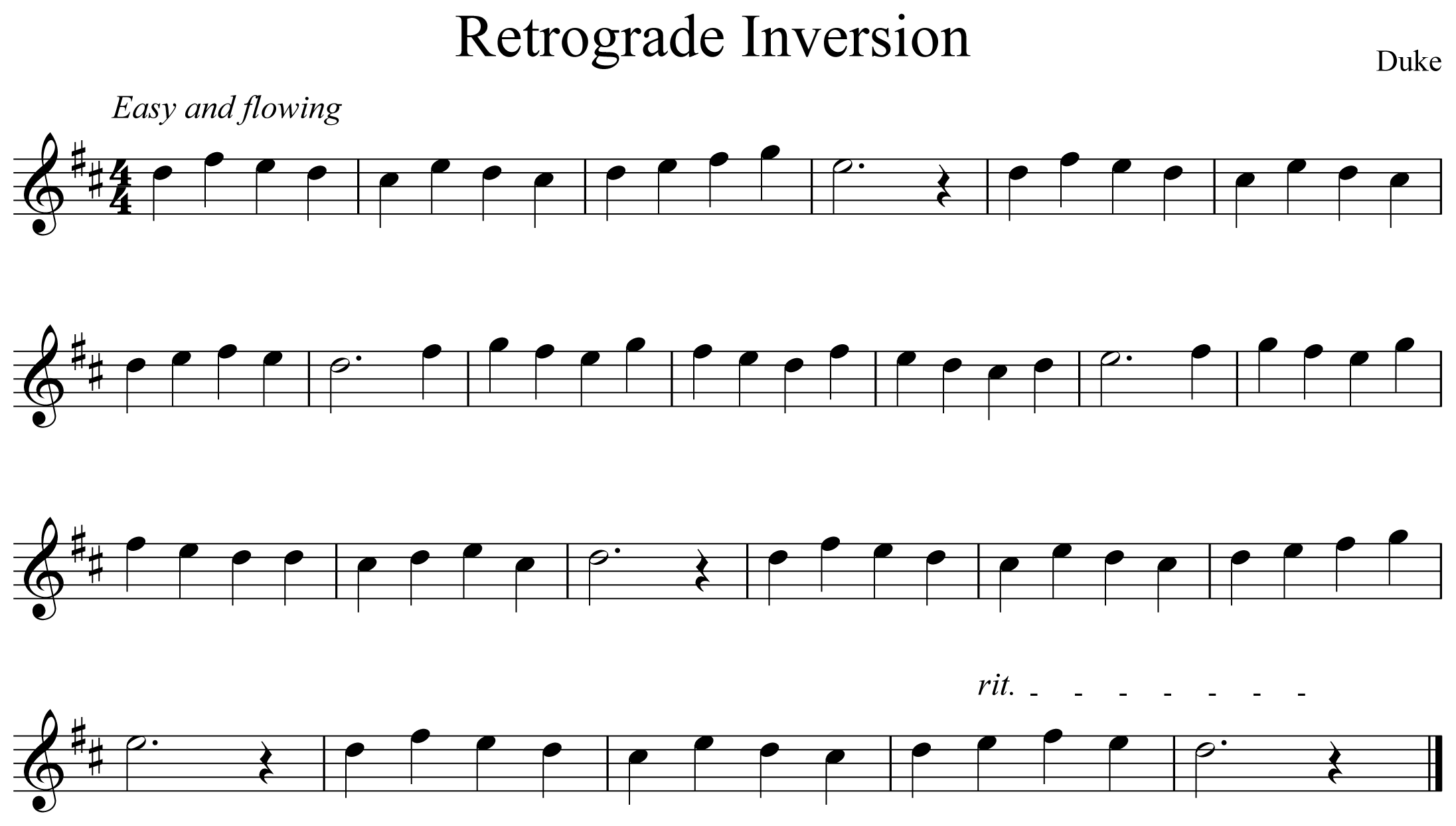 Retrograde Inversion Notation Saxophone