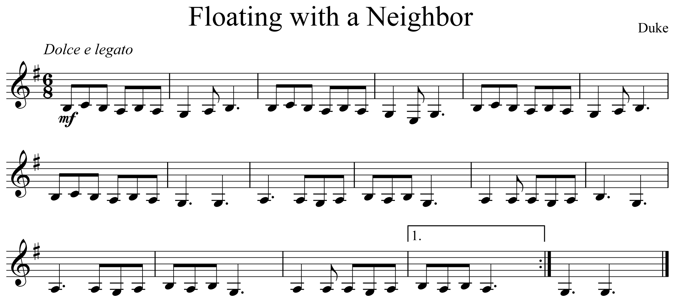 Floating with a Neighbor Notation Clarinet