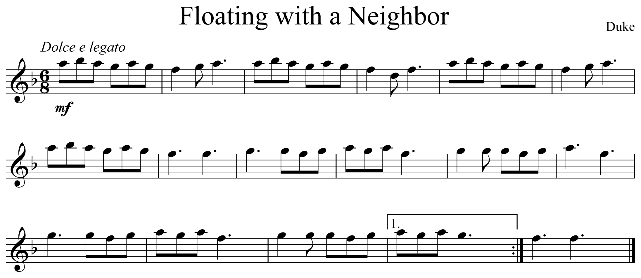 Floating with a Neighbor Notation Flute