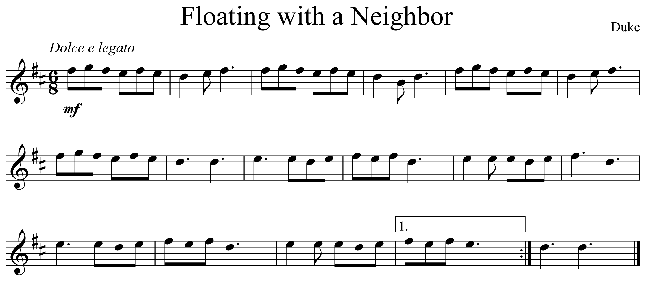 Floating with a Neighbor Notation Saxophone