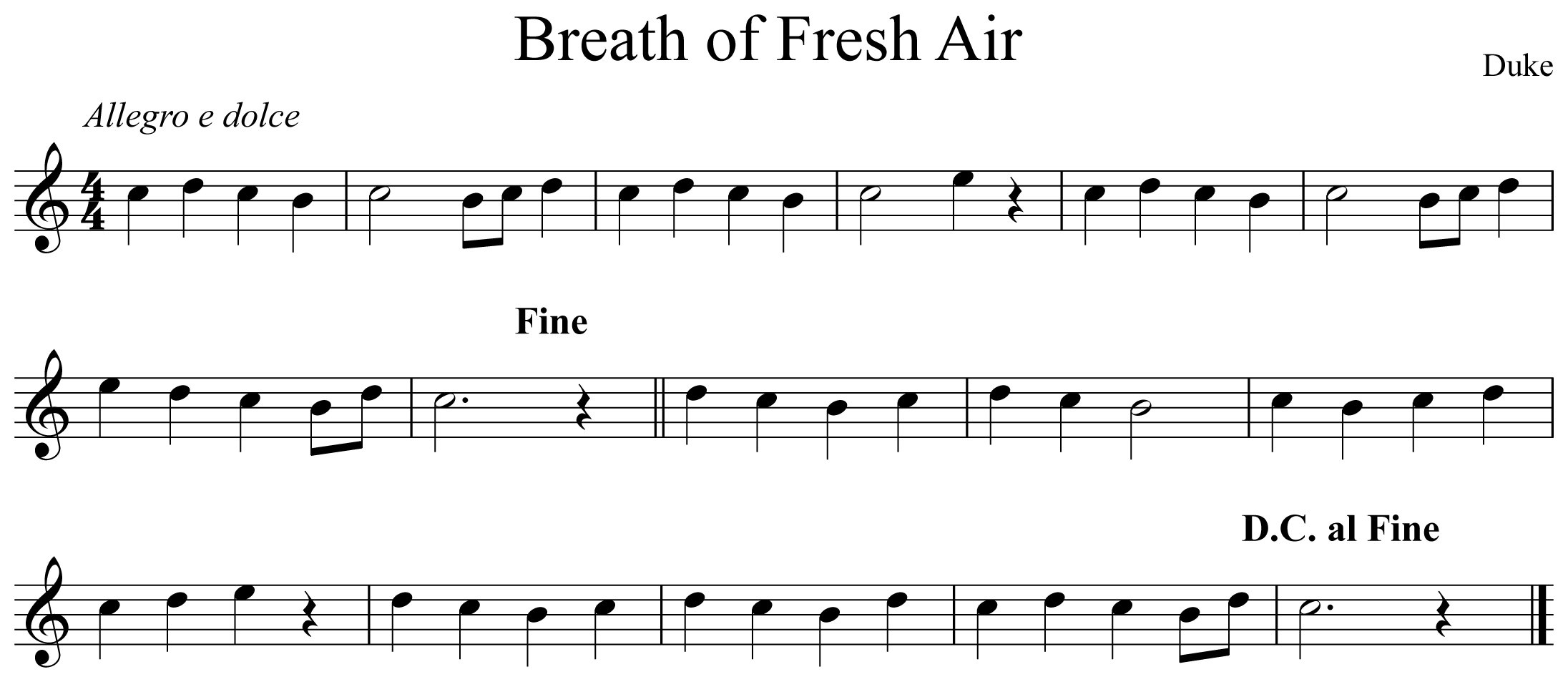 Breath of Fresh Air Notation Saxophone