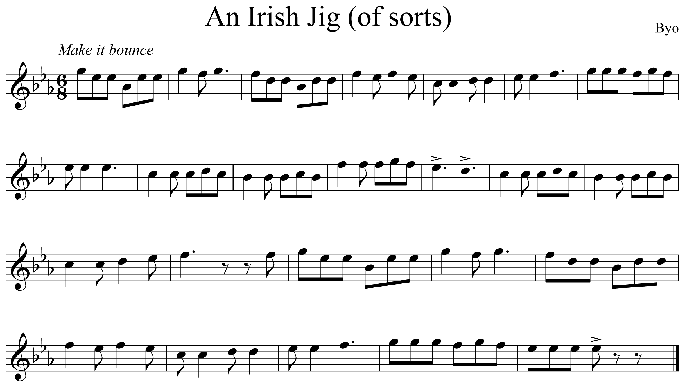 An Irish Jig (of sorts) Notation Flute