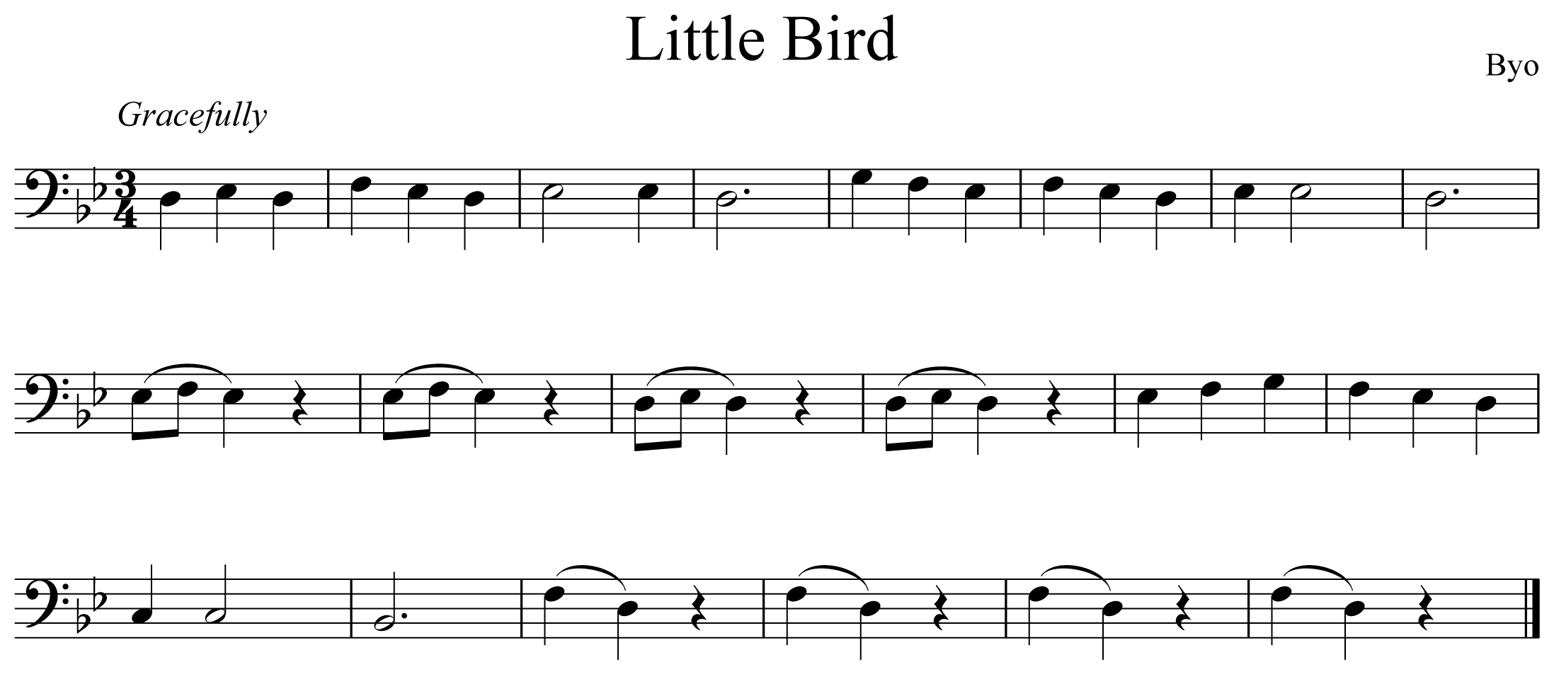 Little Bird Notation Trombone
