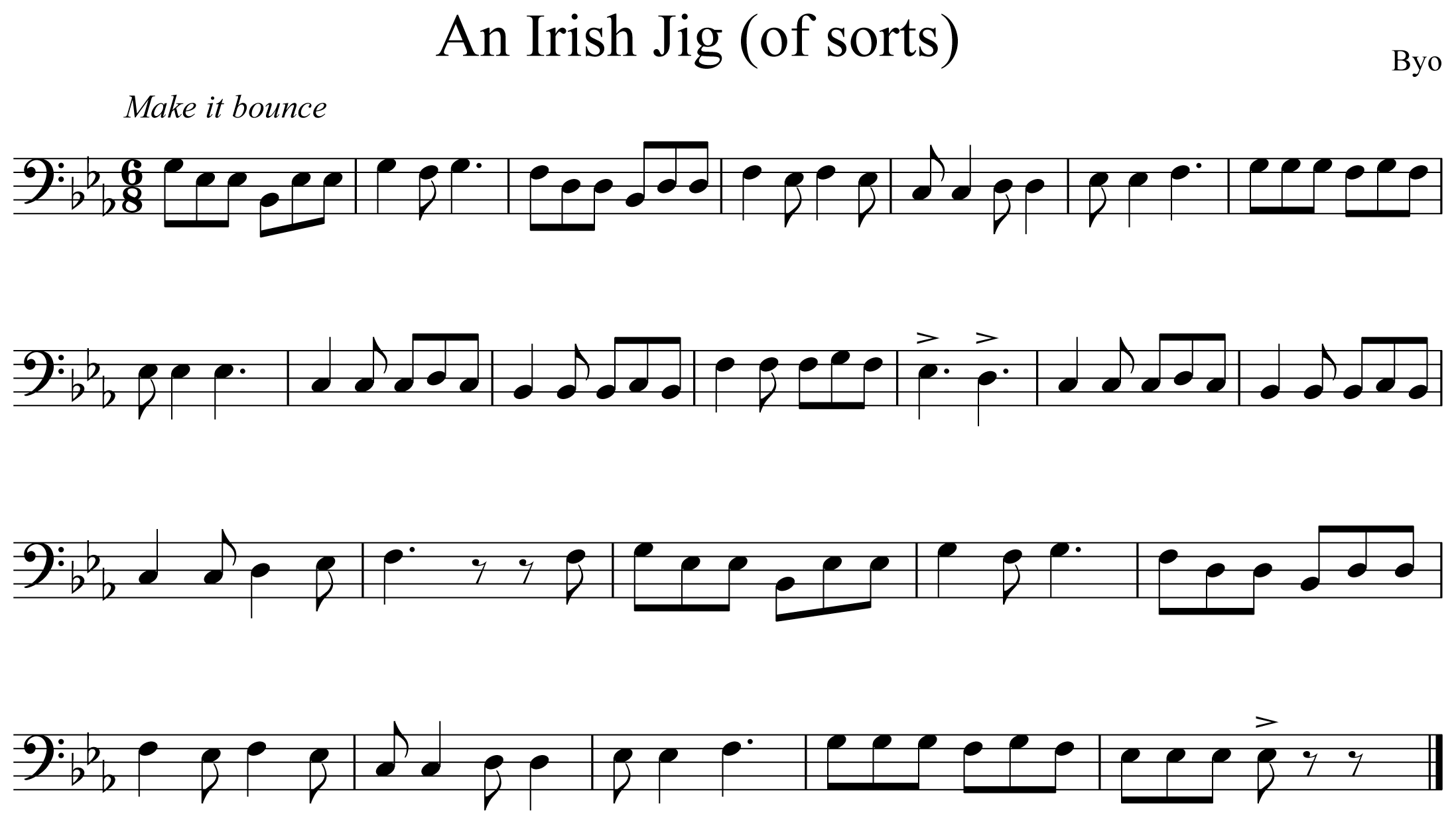 An Irish Jig (of sorts) Notation Trombone