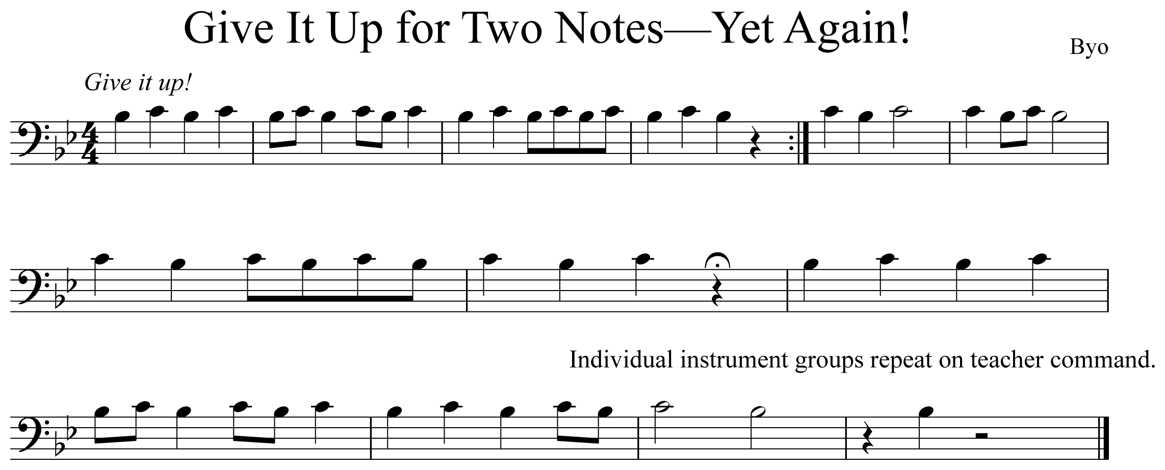 Give it up for Two Notes Yet Again Notation Euphonium