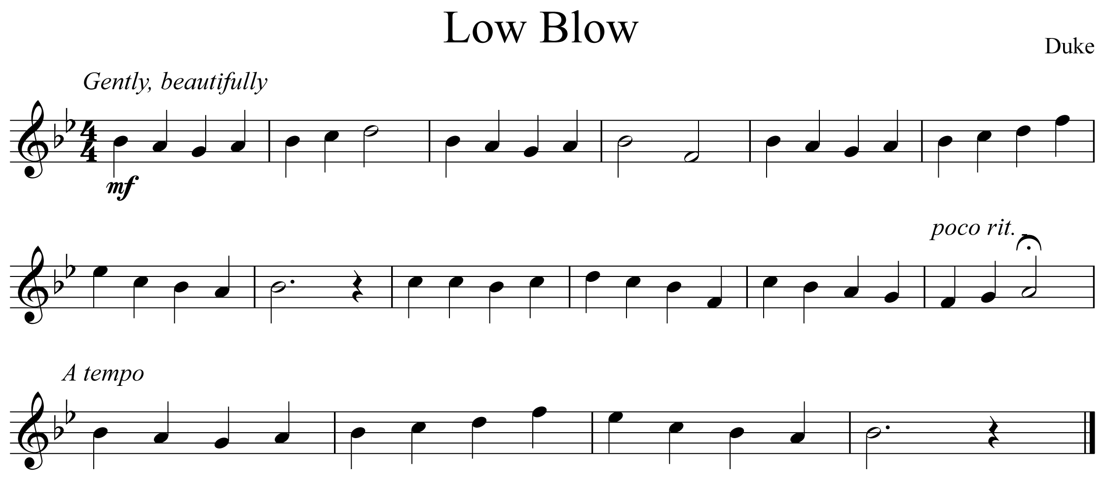 Low Blow Notation Flute