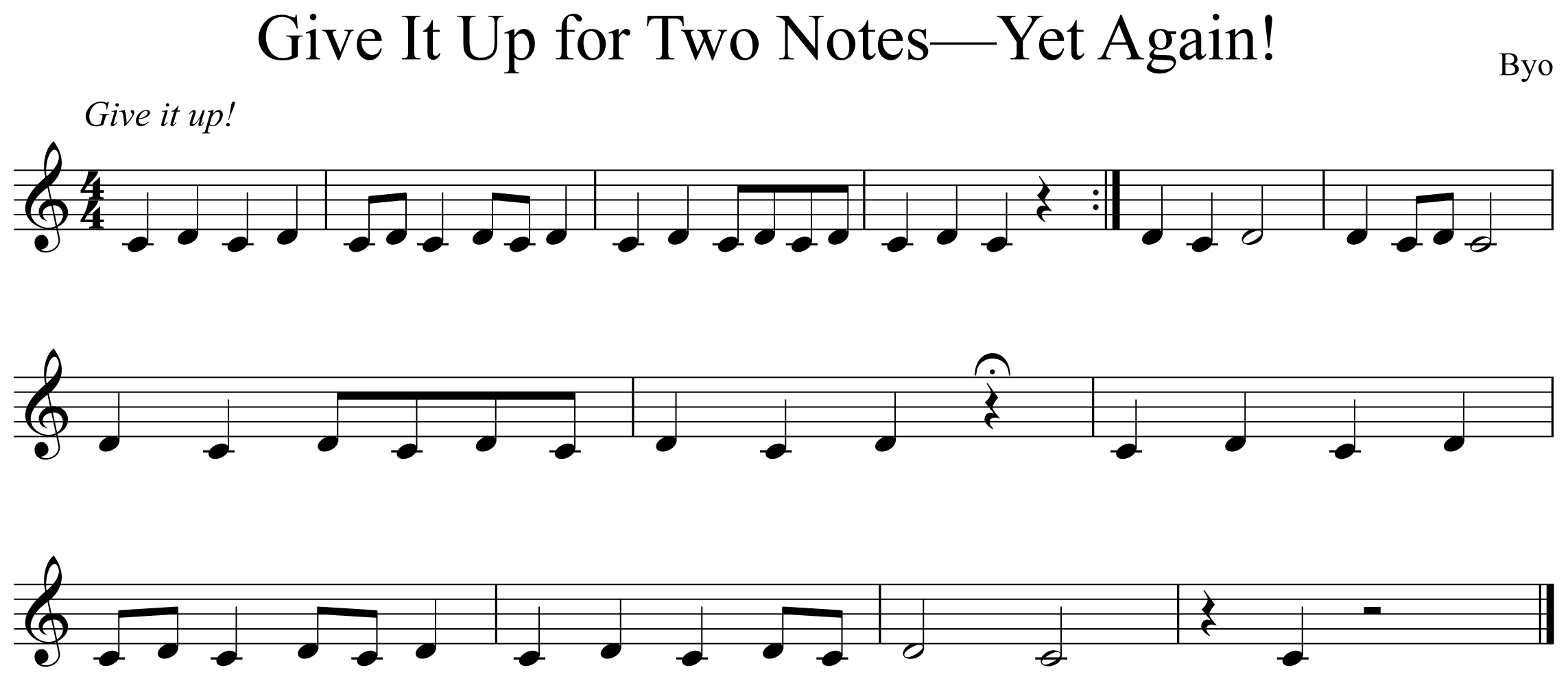 Give it up for Two Notes Yet Again Notation Trumpet